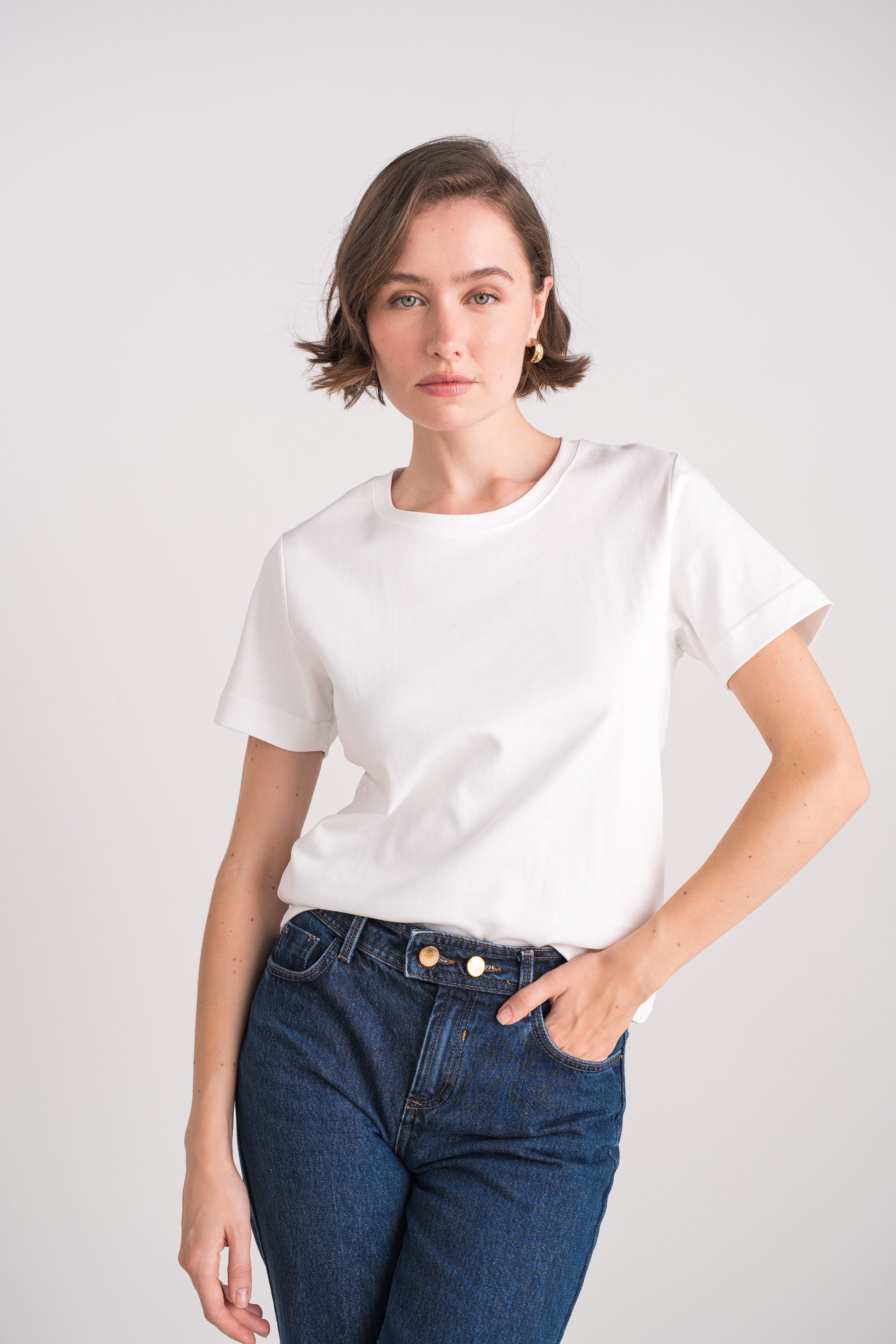 T-shirt col rond en COTON PREMIUM manches courtes