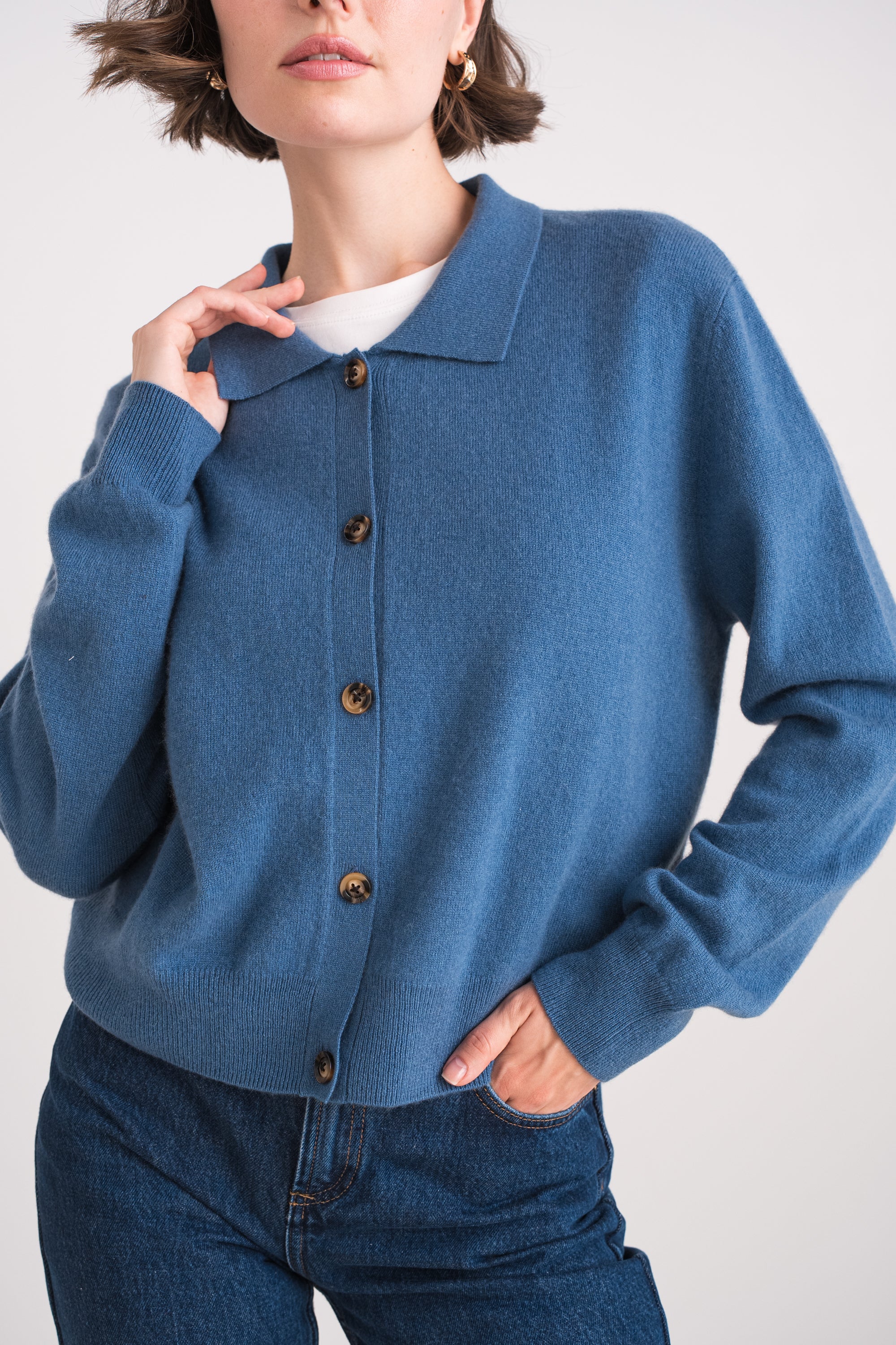 Gilet col polo en cachemire