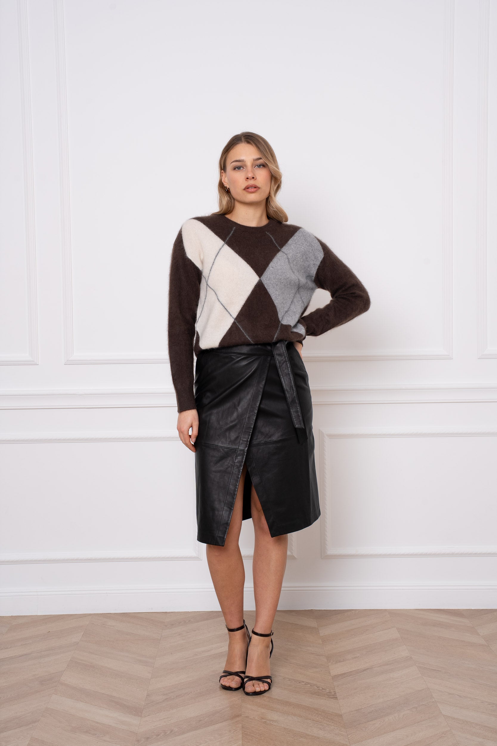 Pull 100% laine brossée motif jacquard