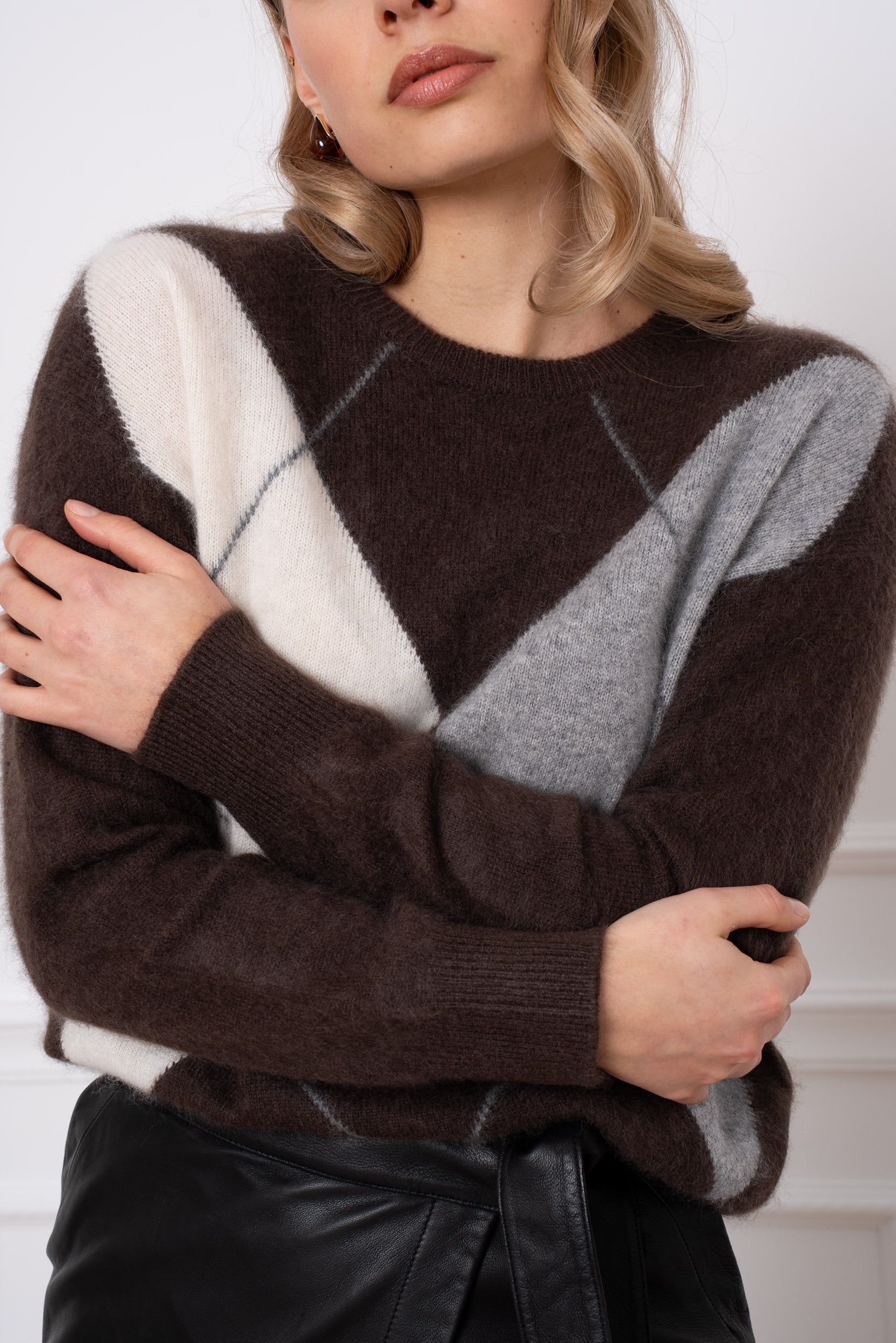 Pull 100% laine brossée motif jacquard