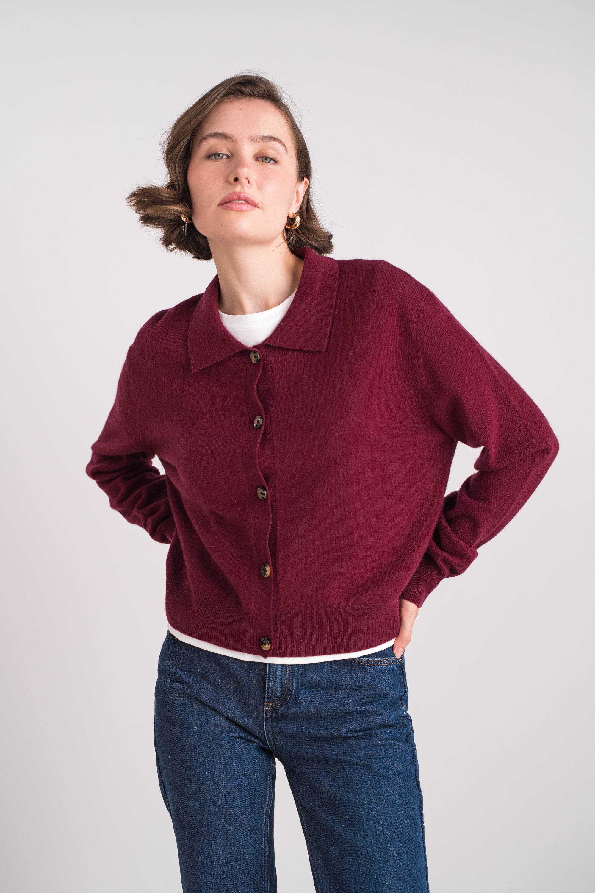 Gilet col polo en cachemire