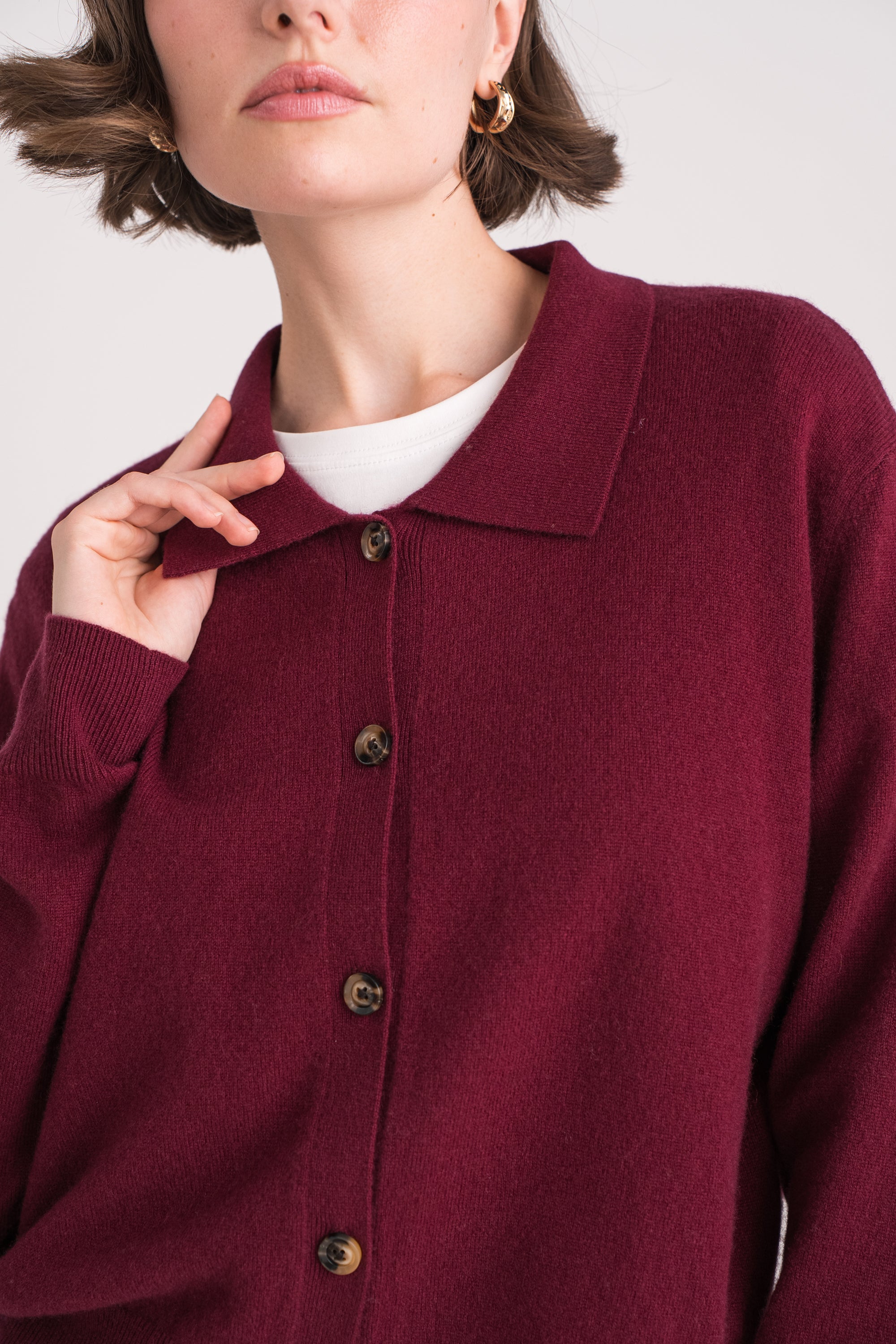 Gilet col polo en cachemire