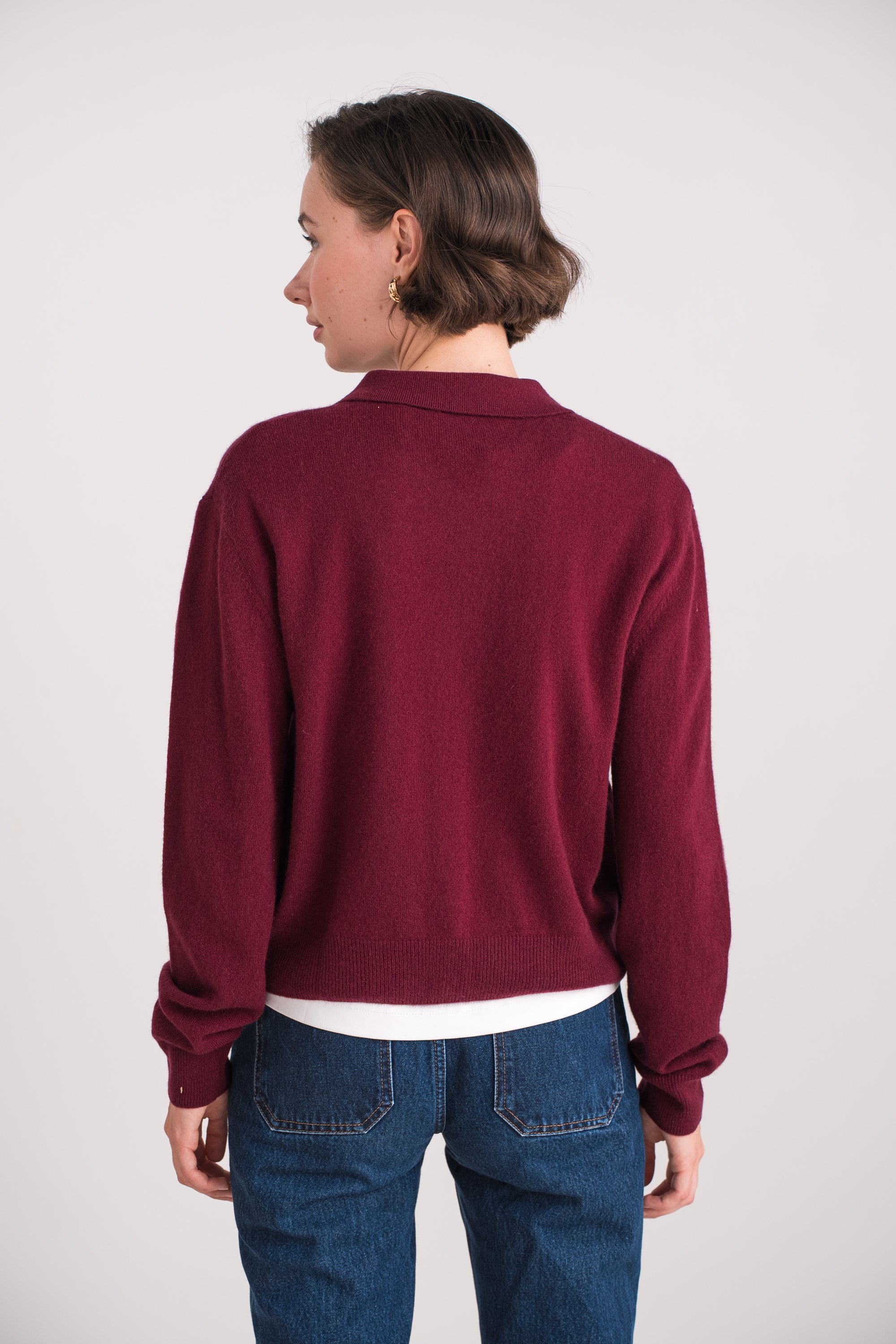 Gilet col polo en cachemire