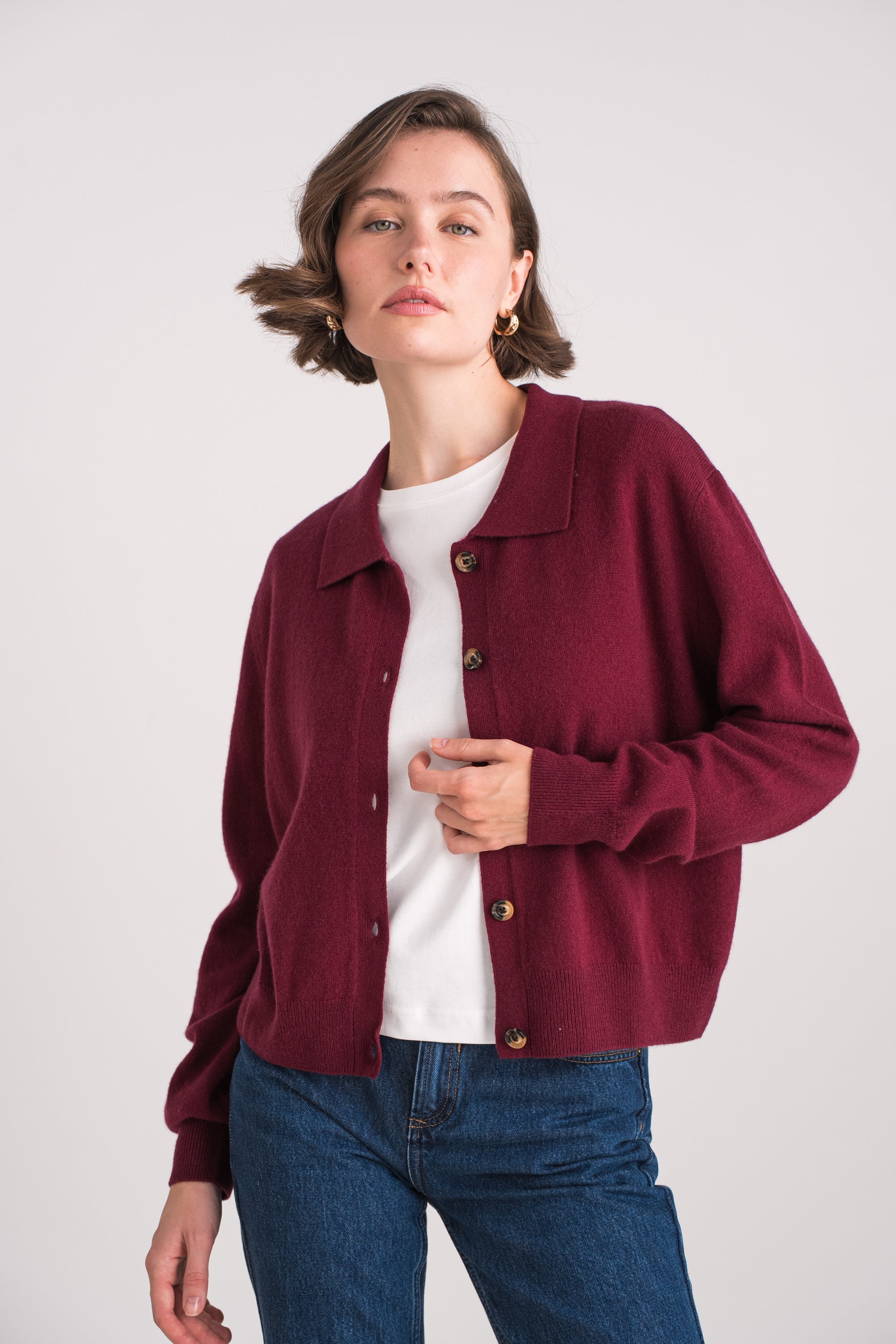 Gilet col polo en cachemire