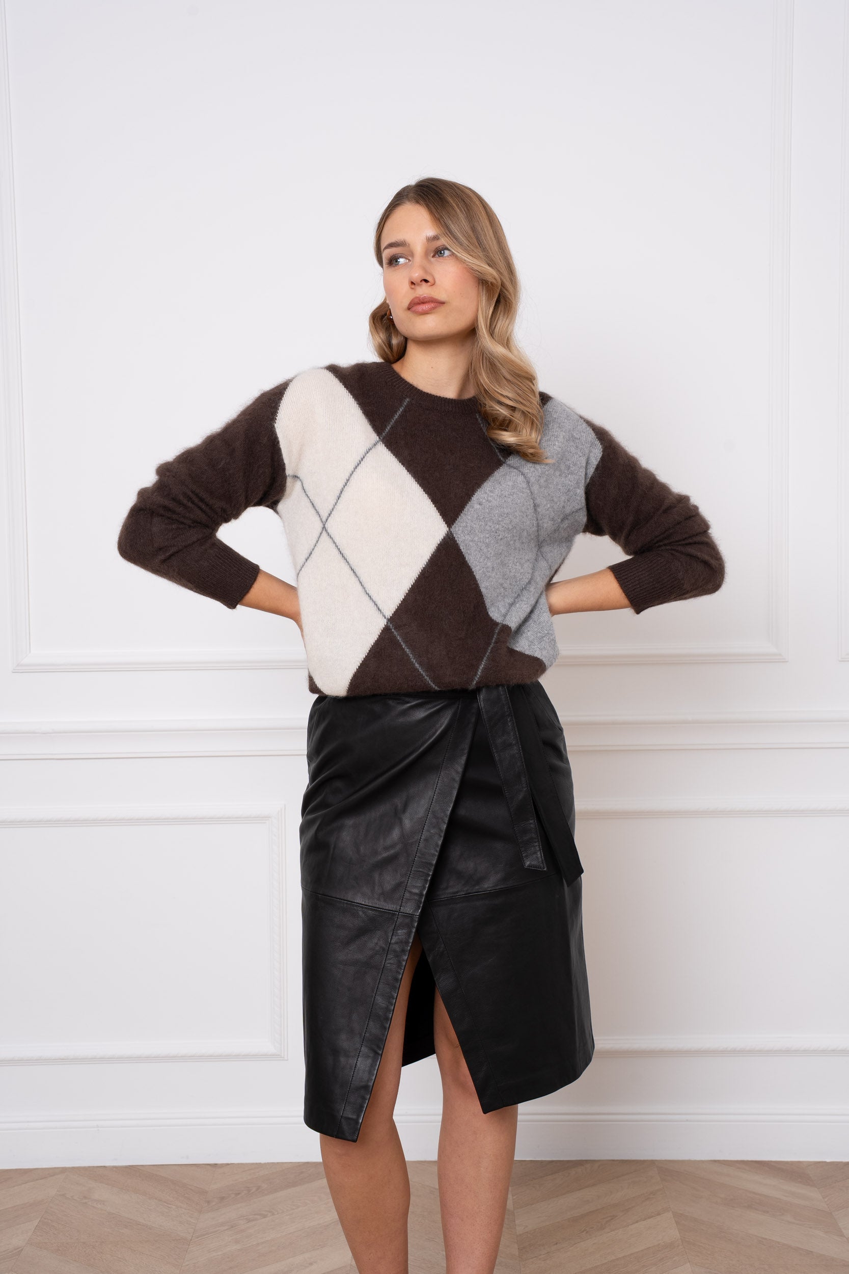 Pull 100% laine brossée motif jacquard
