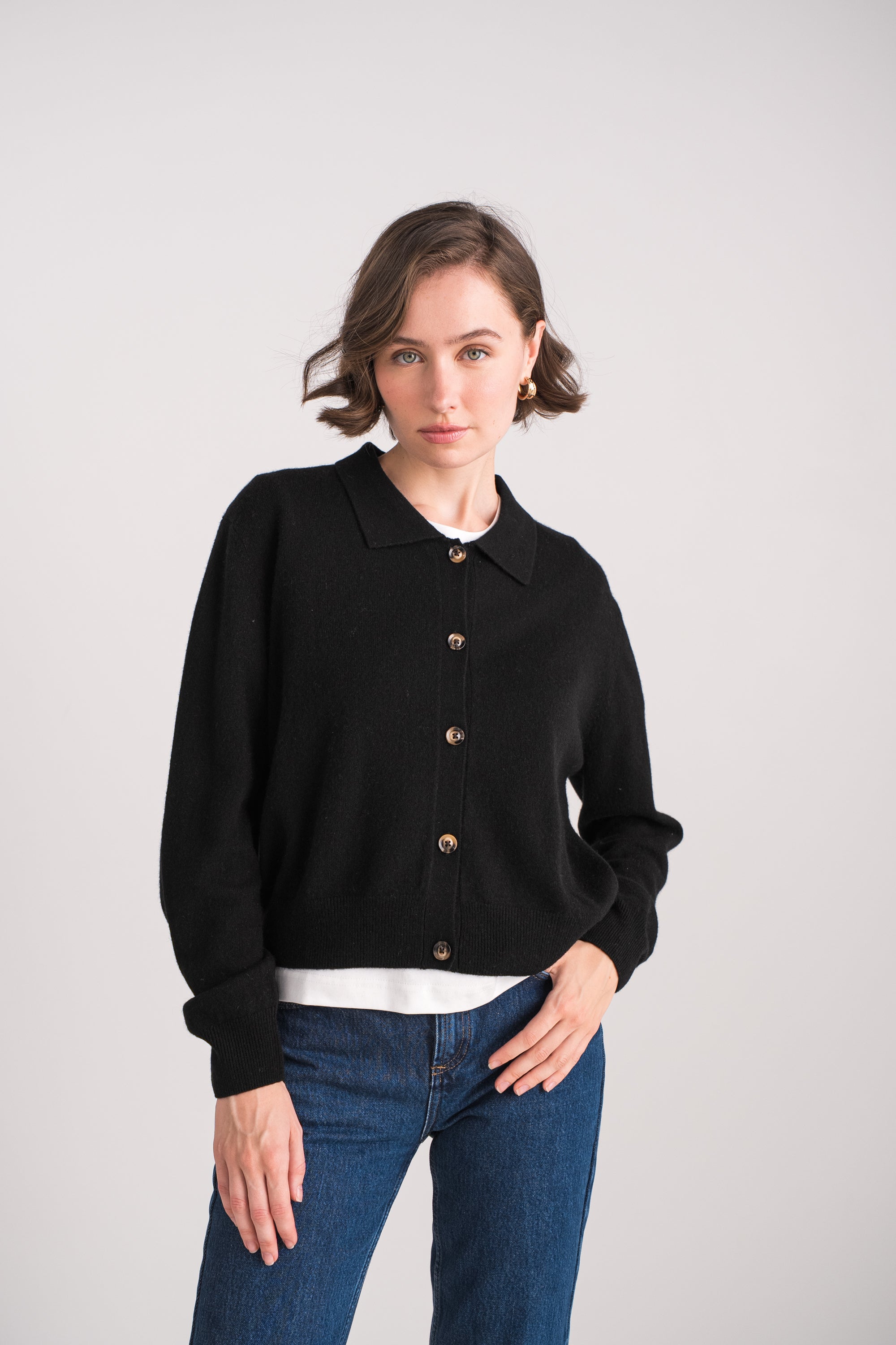 Gilet col polo en cachemire