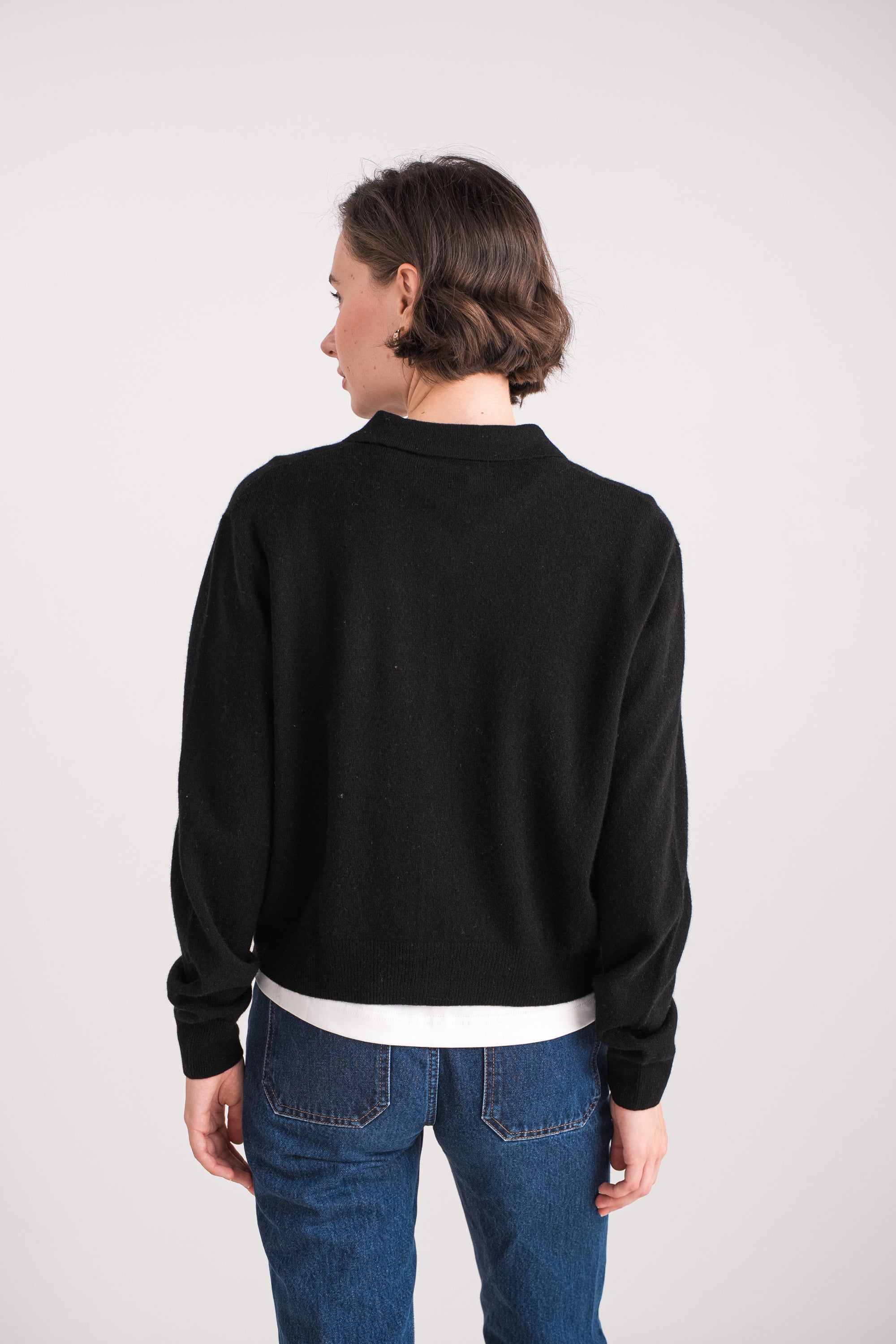 Gilet col polo en cachemire