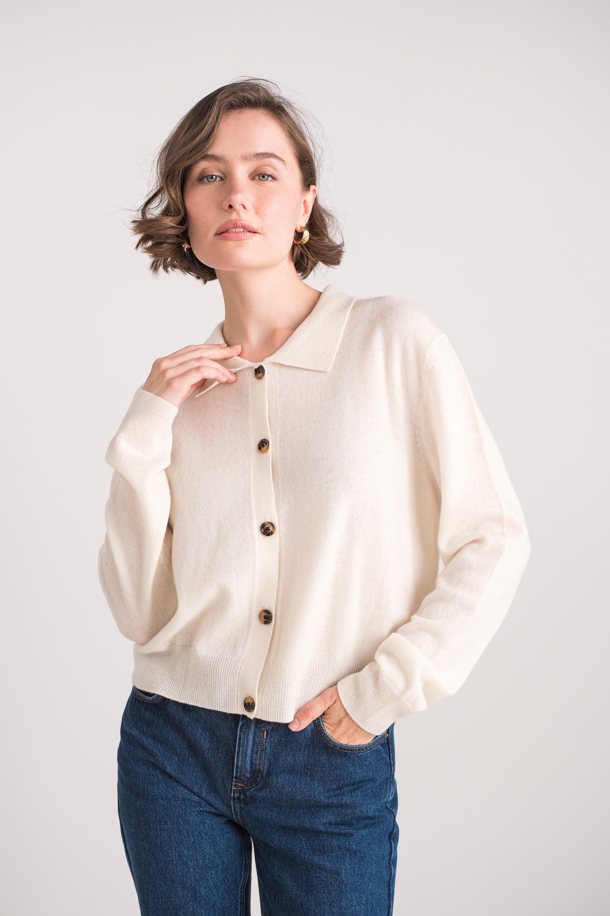 Gilet col polo en cachemire