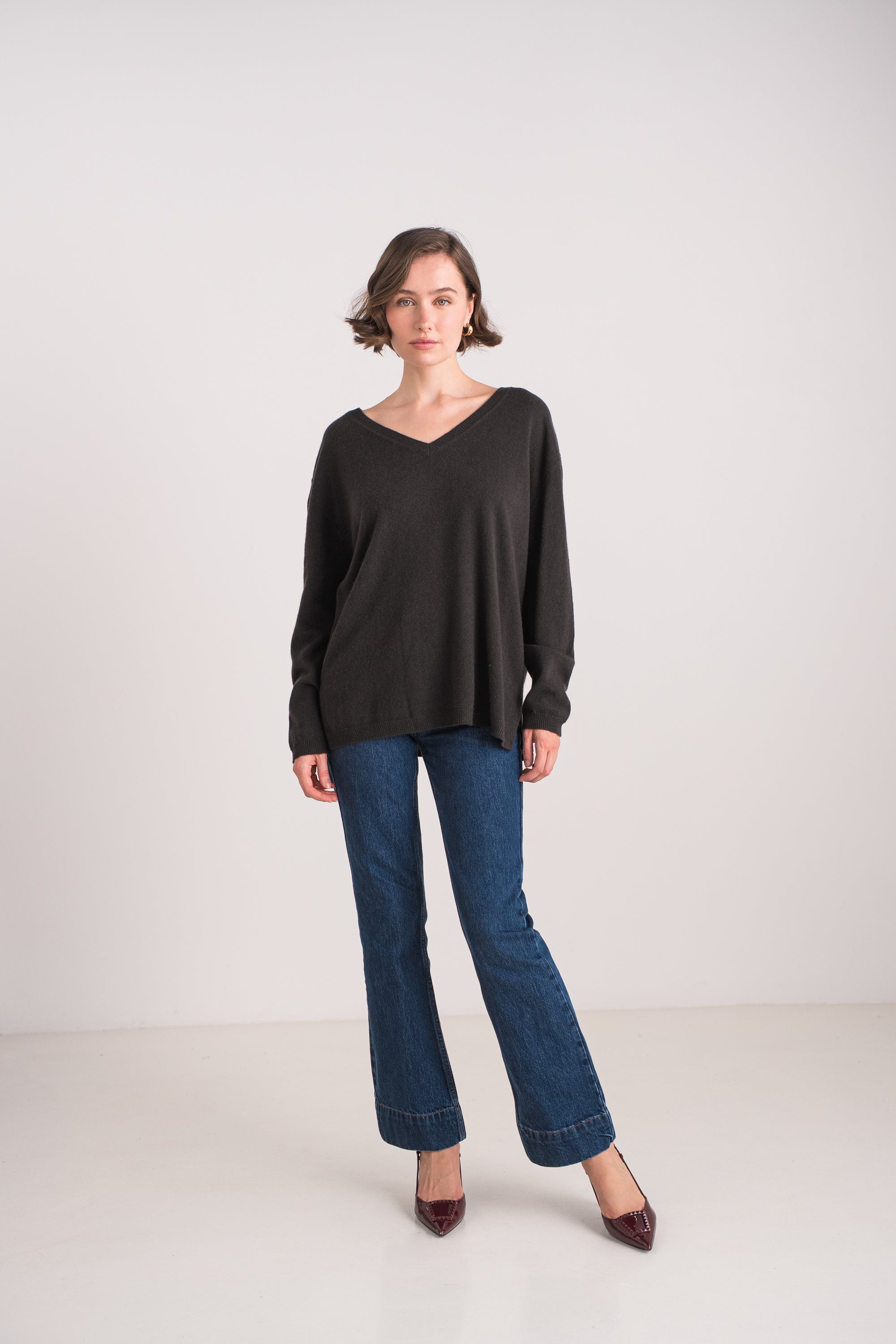 Pull V oversize en cachemire