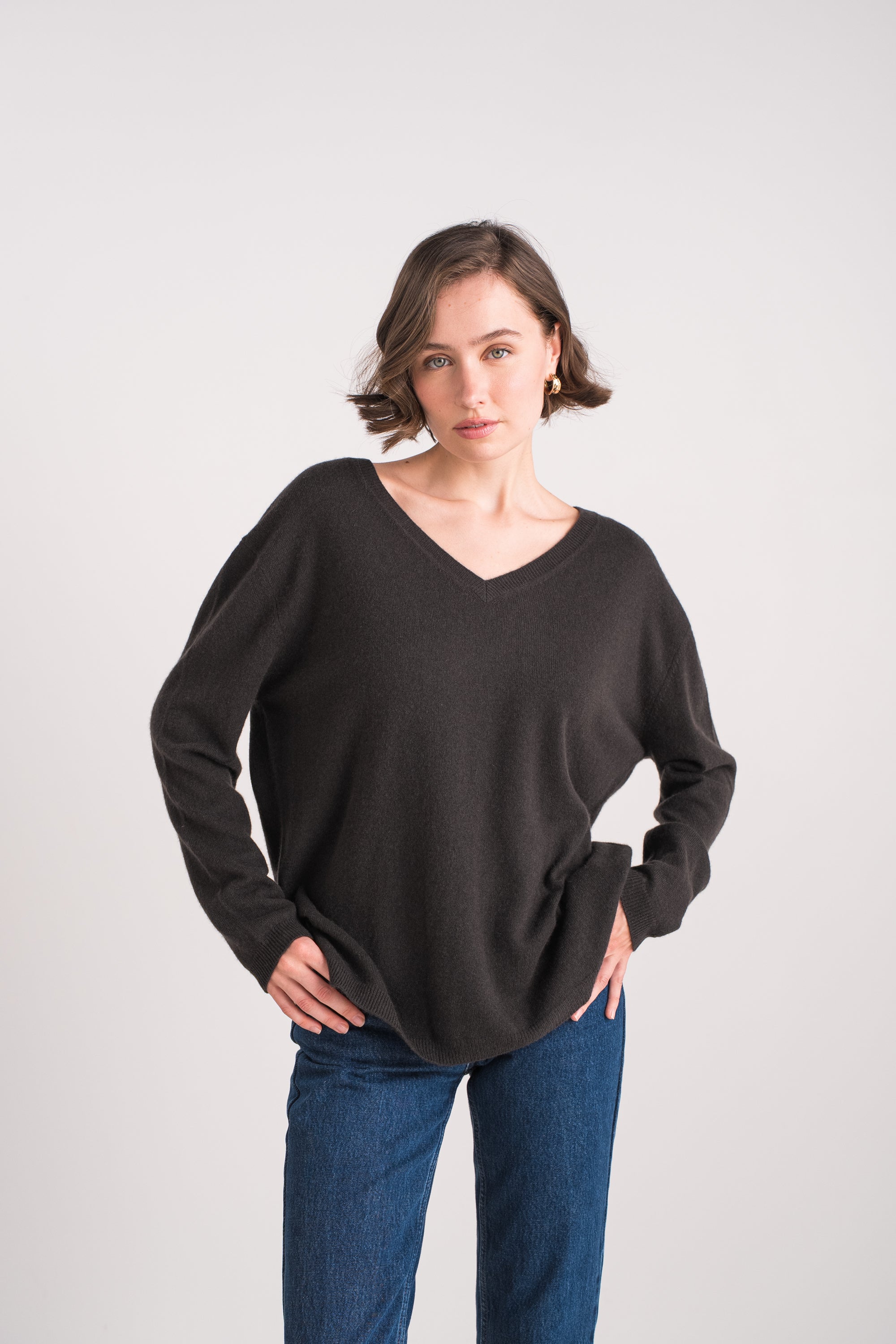 Pull V oversize en cachemire