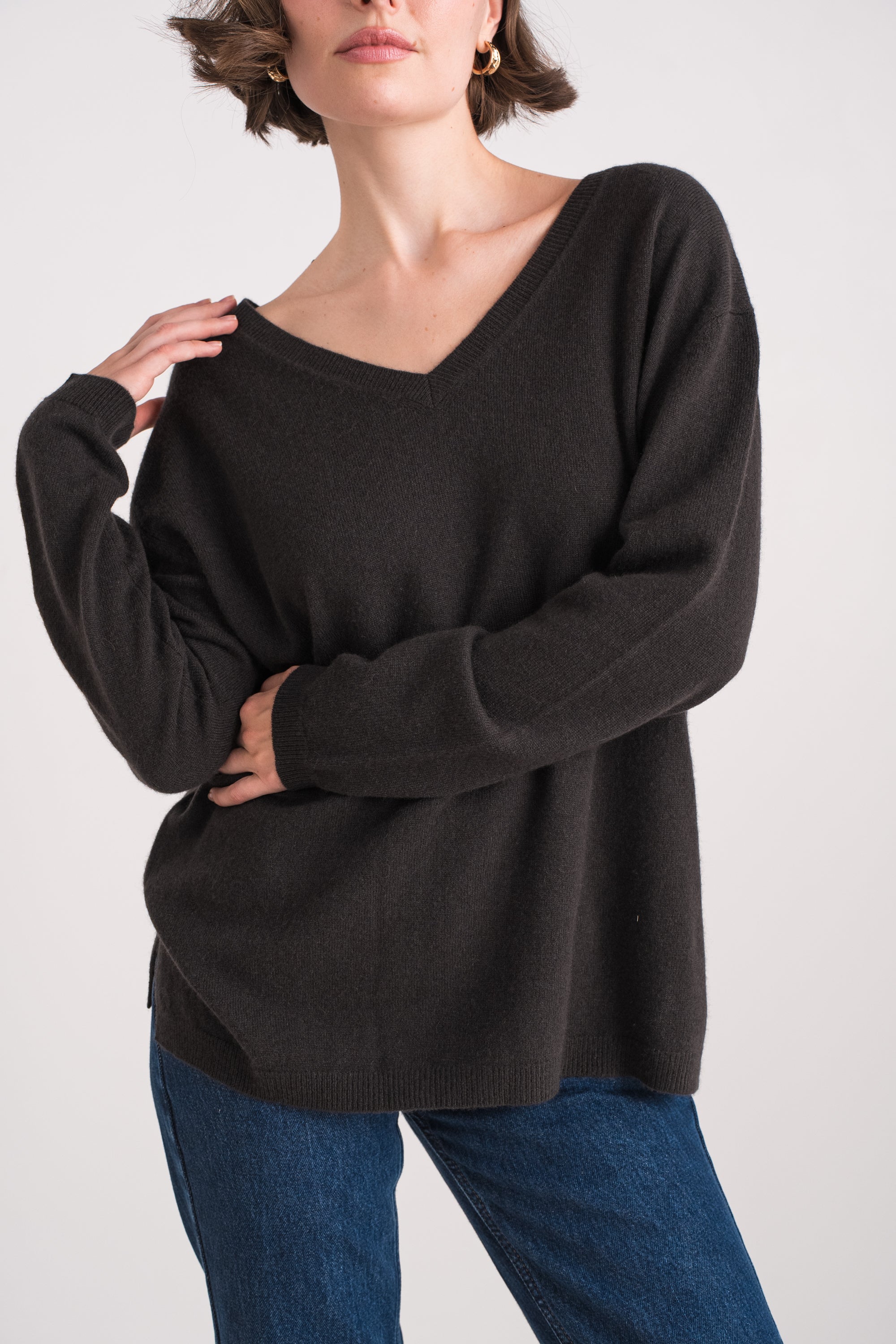 Pull V oversize en cachemire
