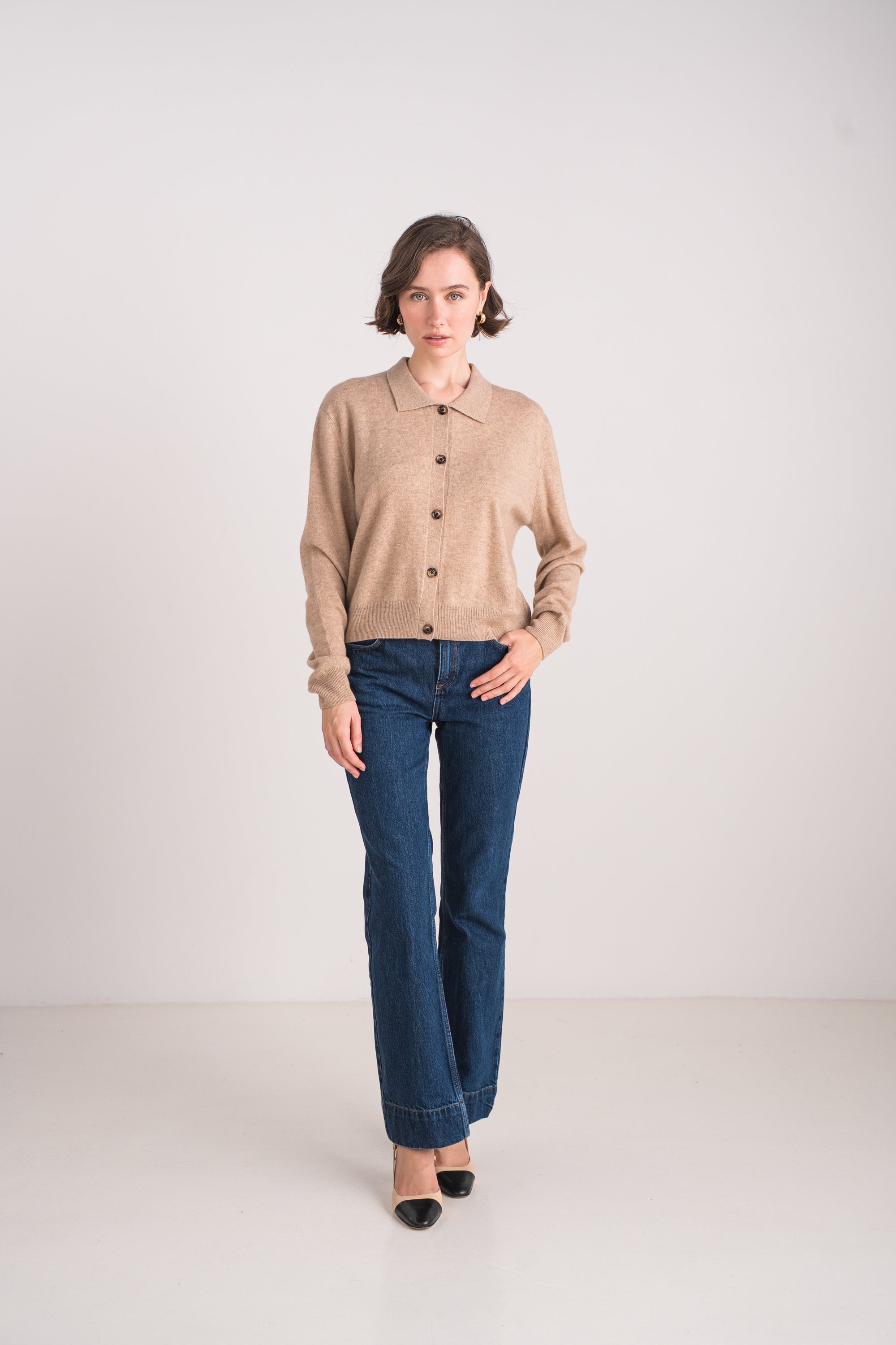 Gilet col polo en cachemire
