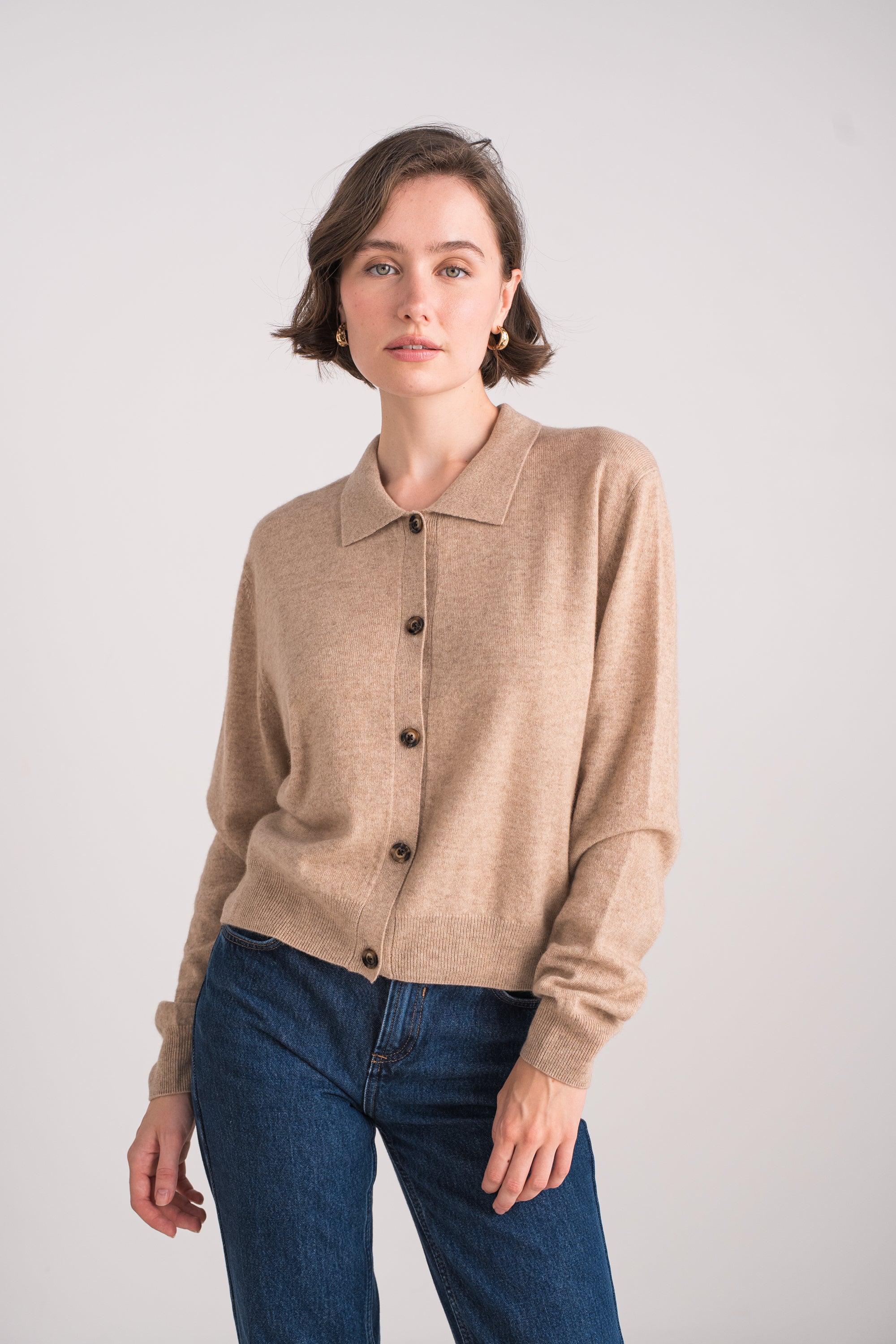 Gilet col polo en cachemire
