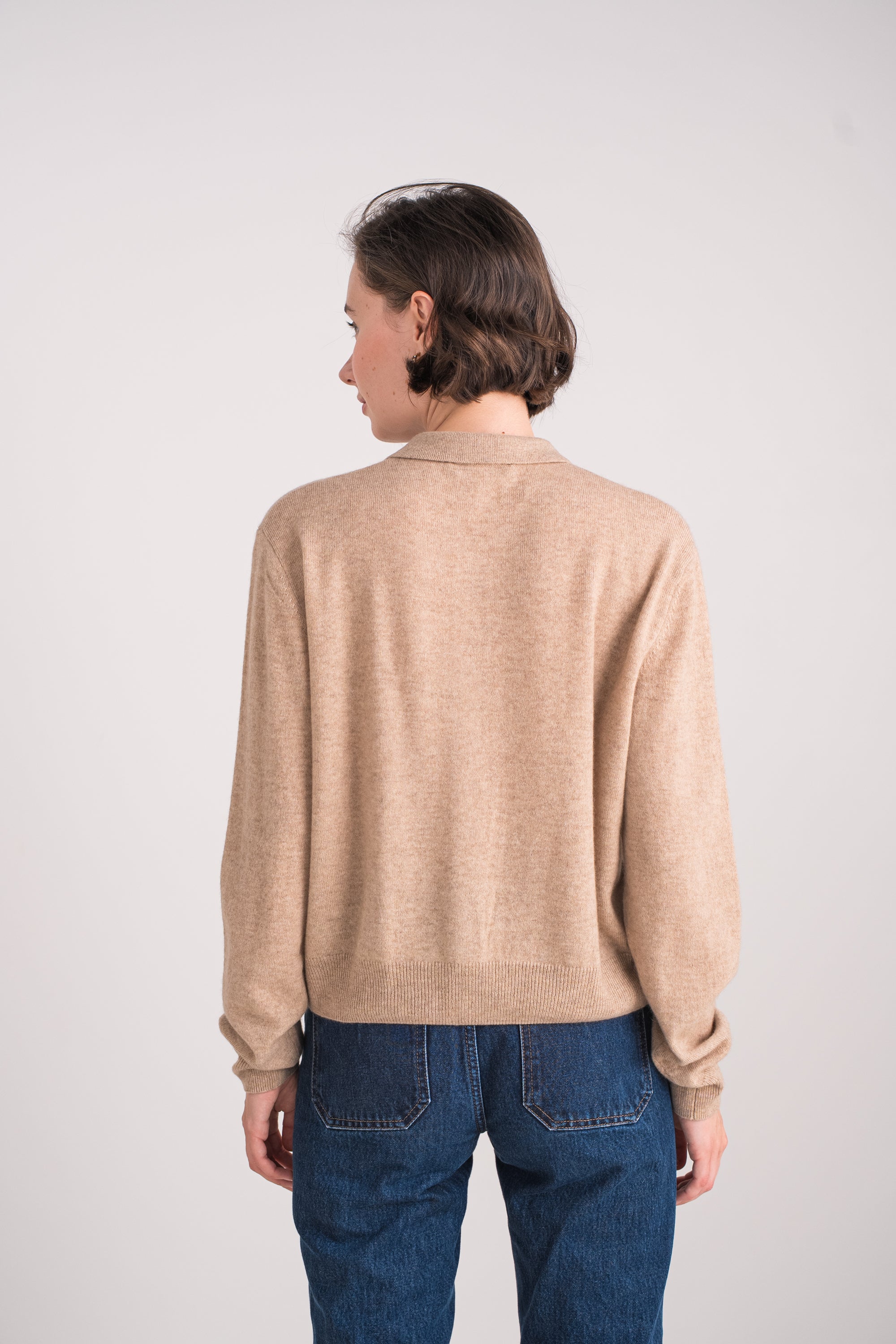 Gilet col polo en cachemire
