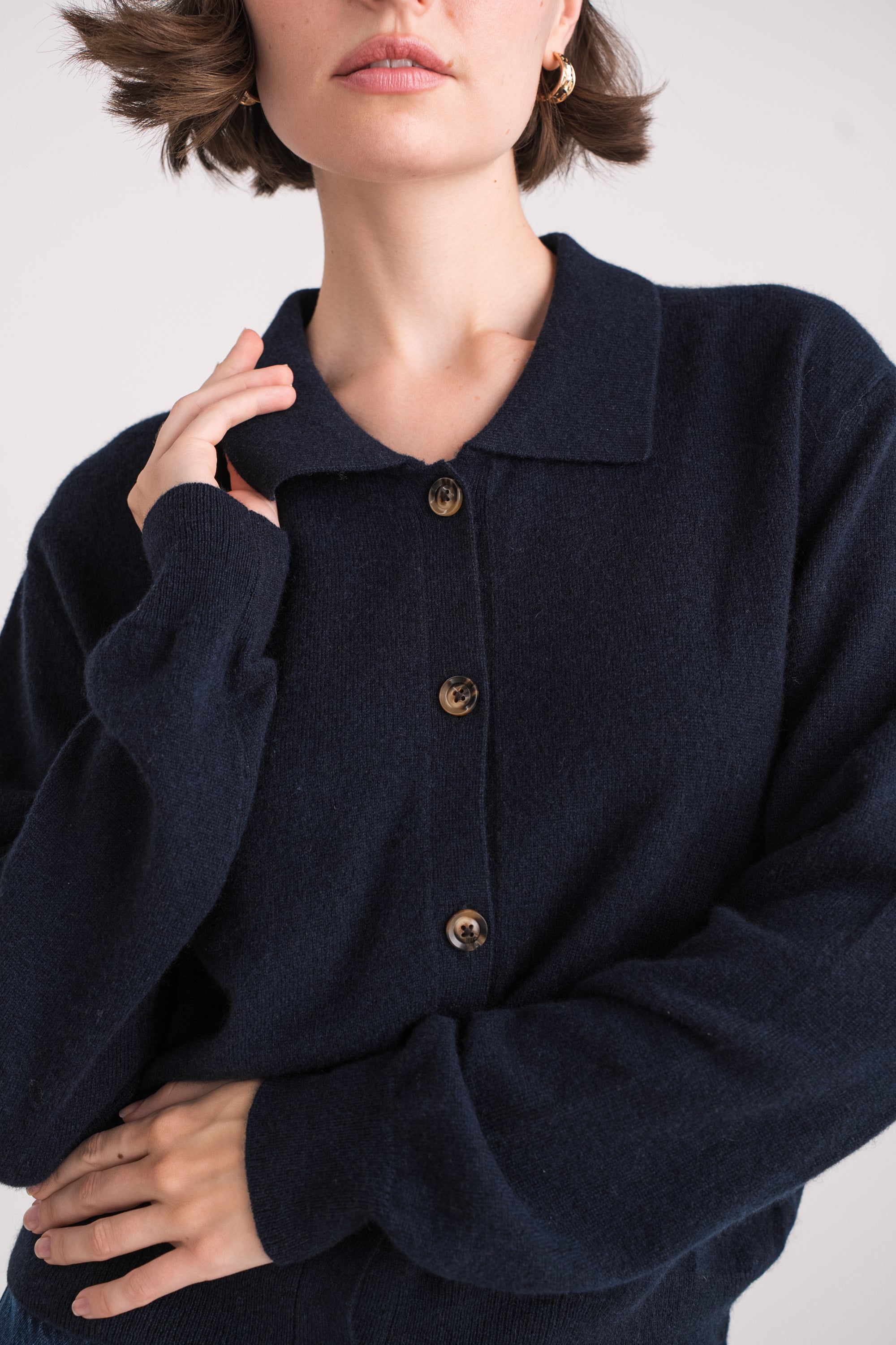 Gilet col polo en cachemire