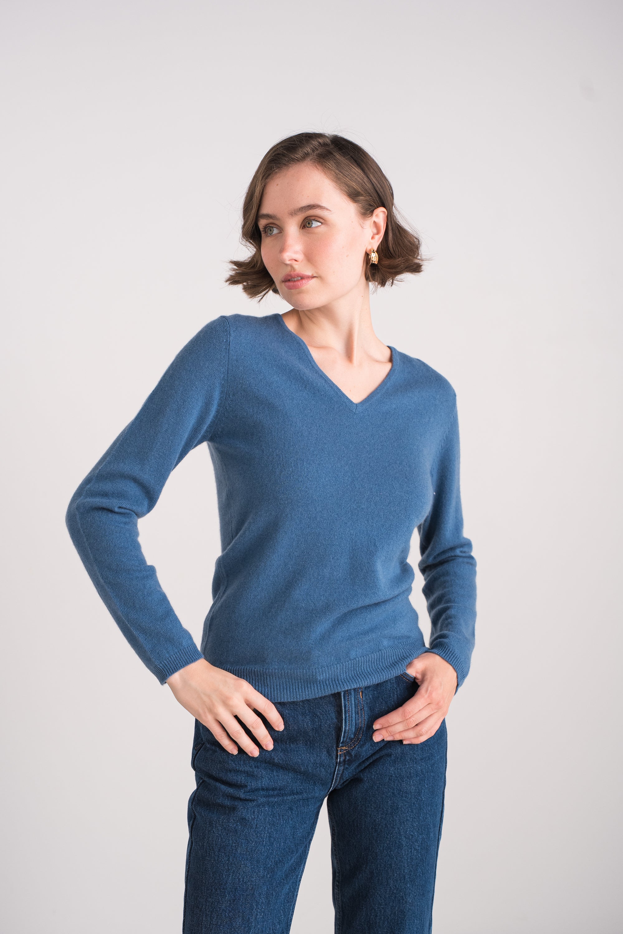 Pull col V en cachemire