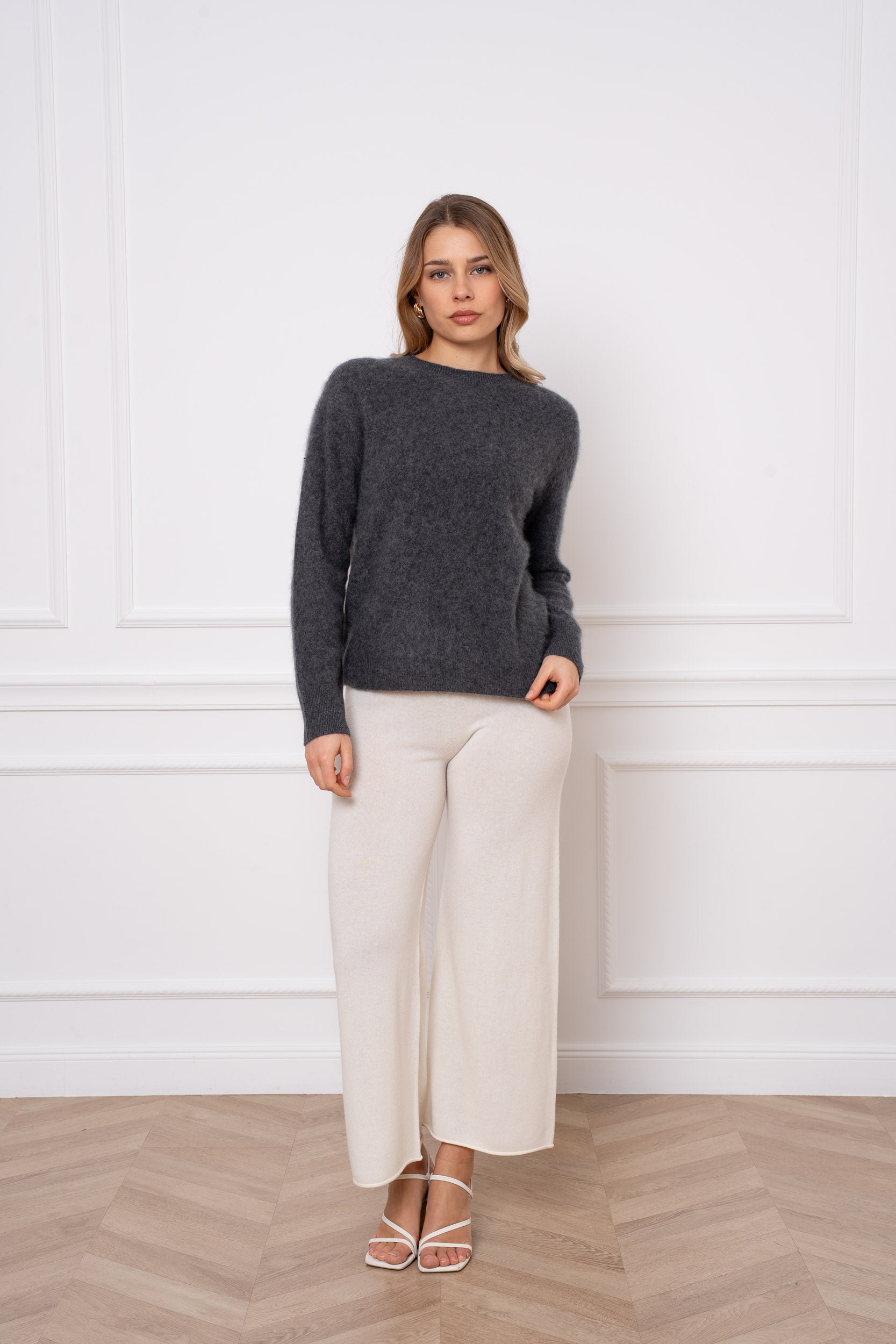 Pull laine & cachemire brossé col rond