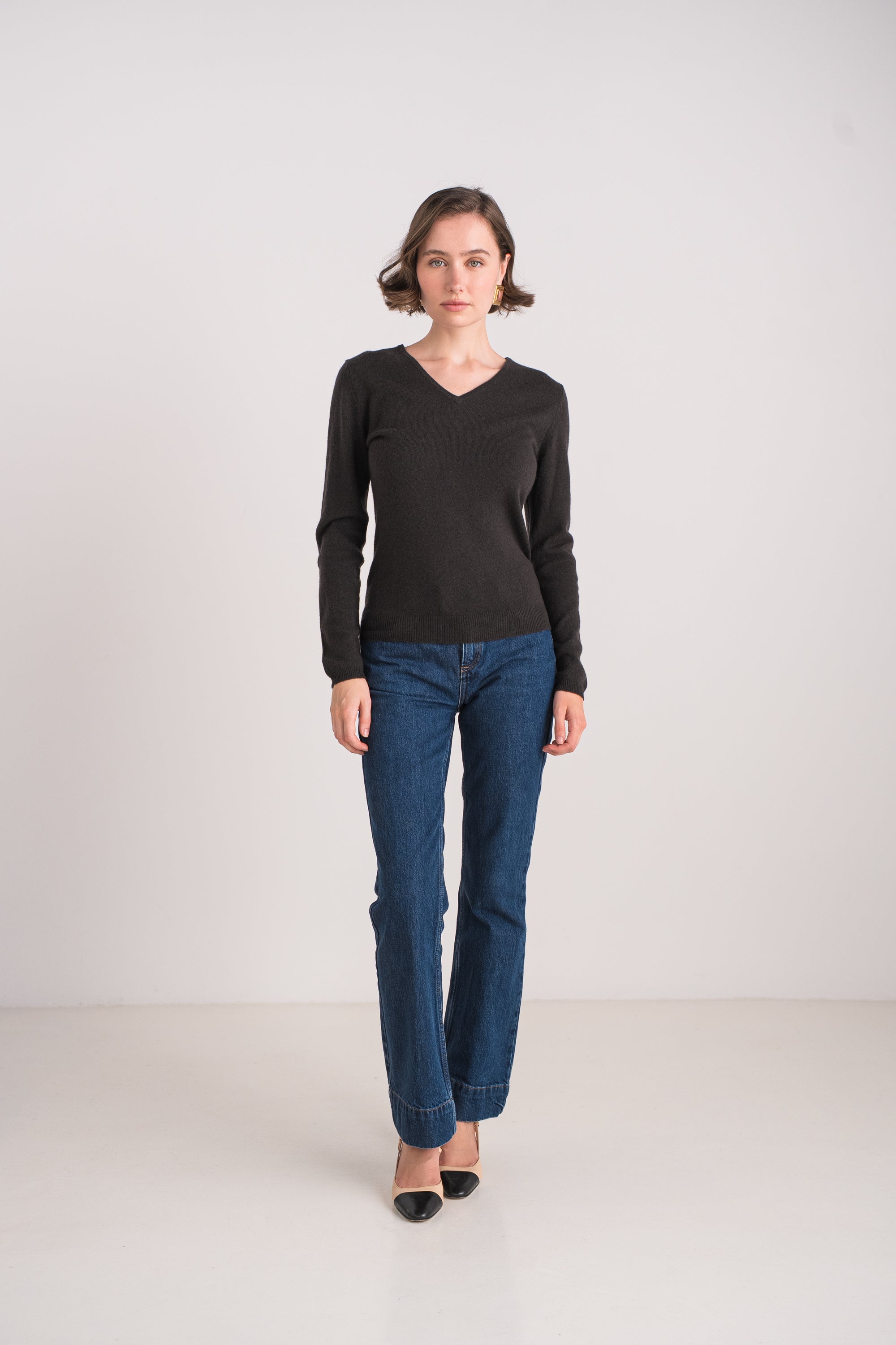 Pull col V en cachemire