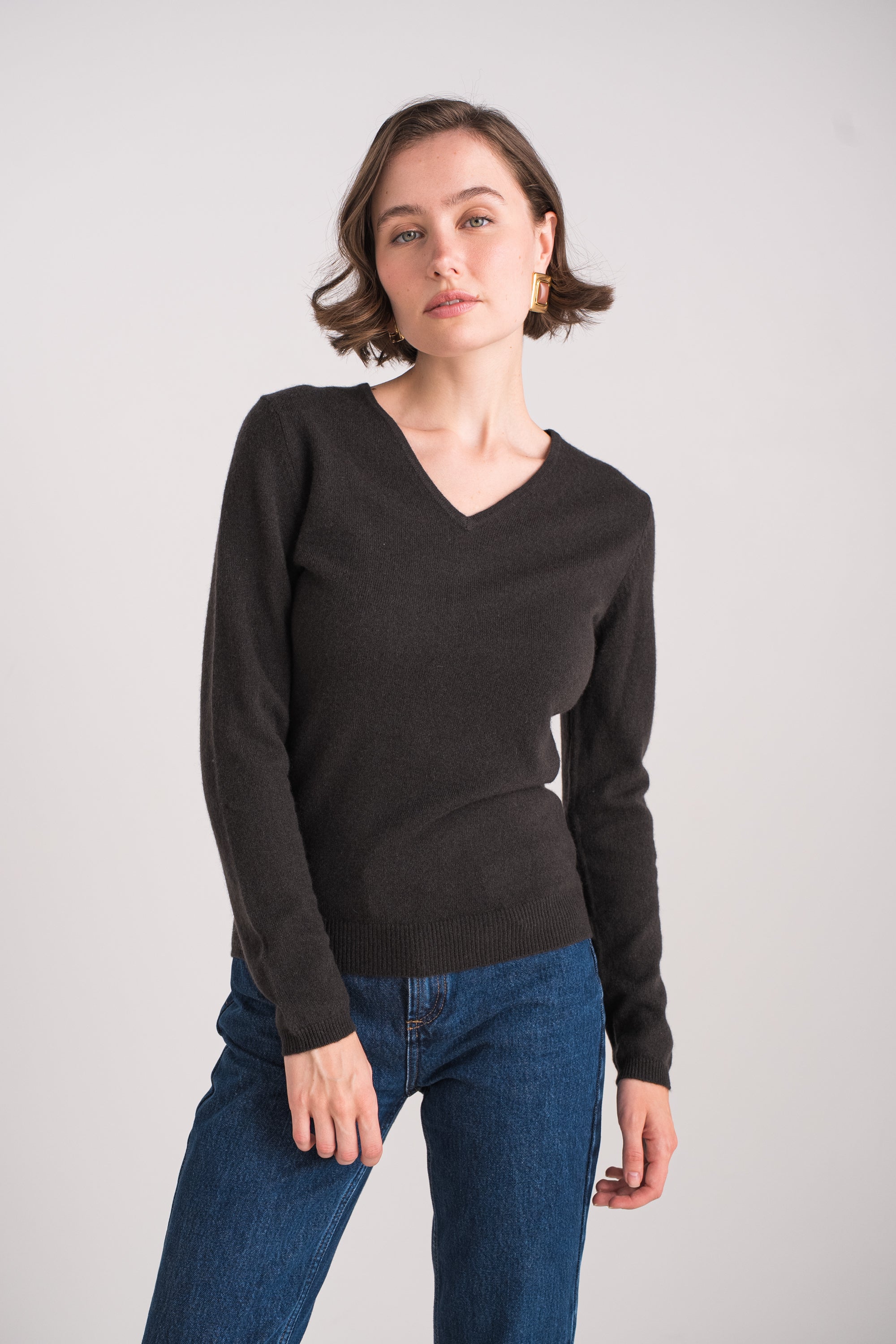 Pull col V en cachemire