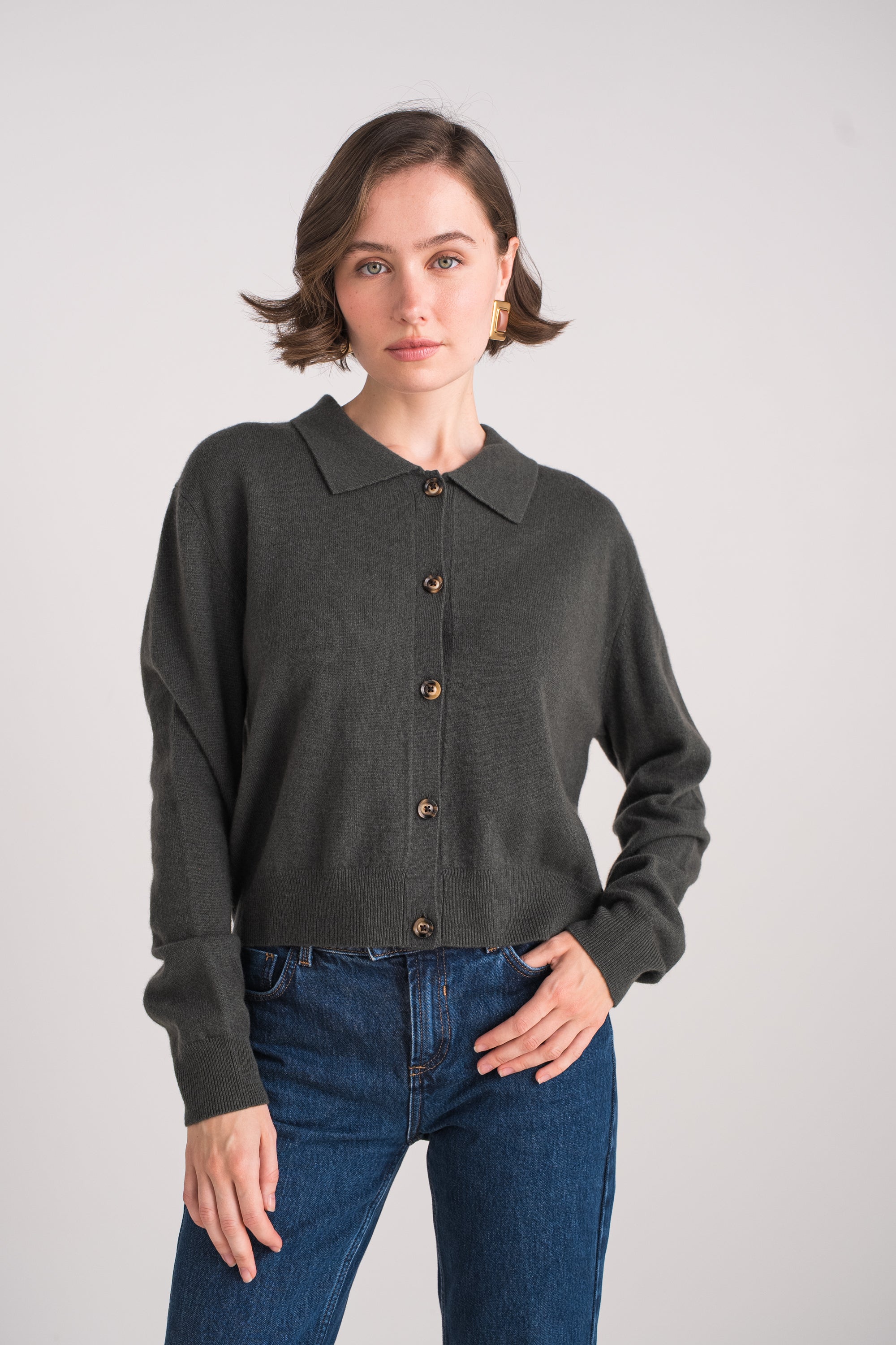 Gilet col polo en cachemire