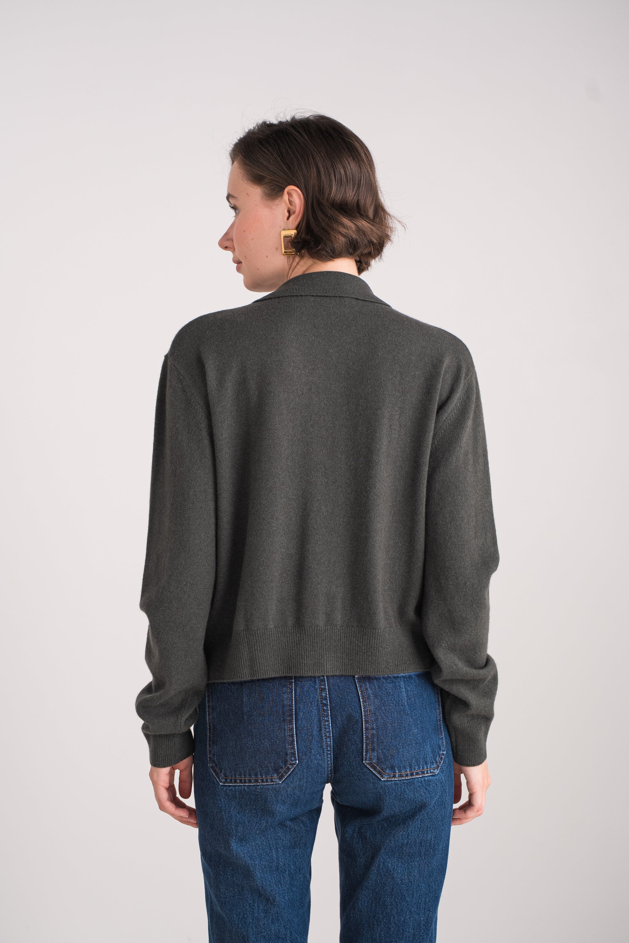 Gilet col polo en cachemire