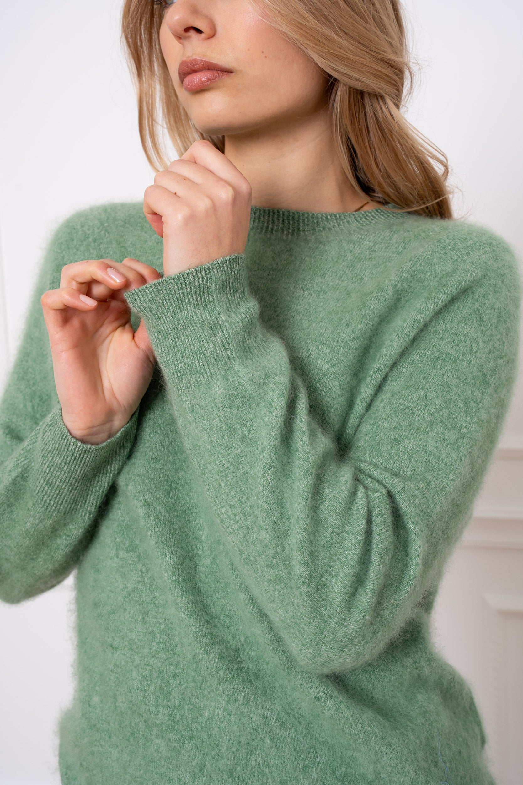 Pull laine & cachemire brossé col rond