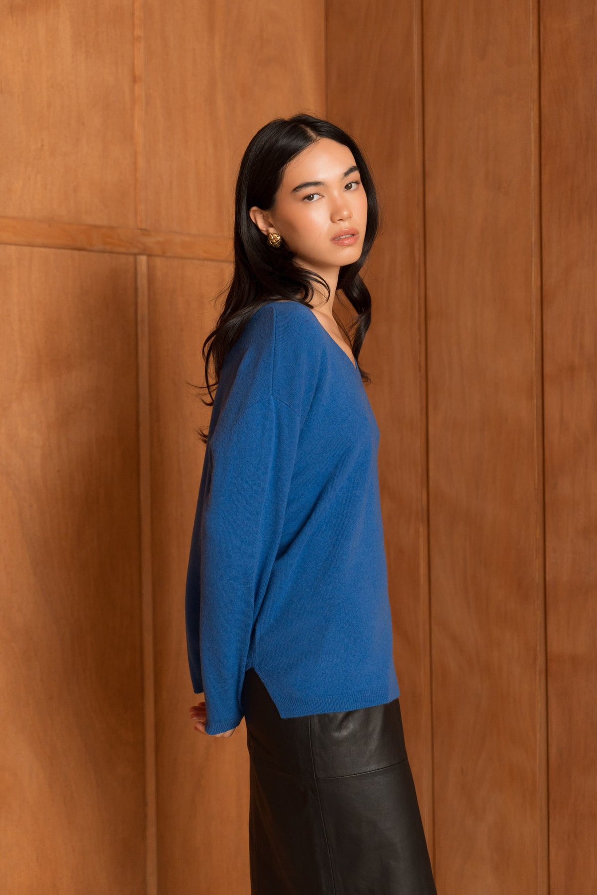 Pull 100% cachemire col V oversize