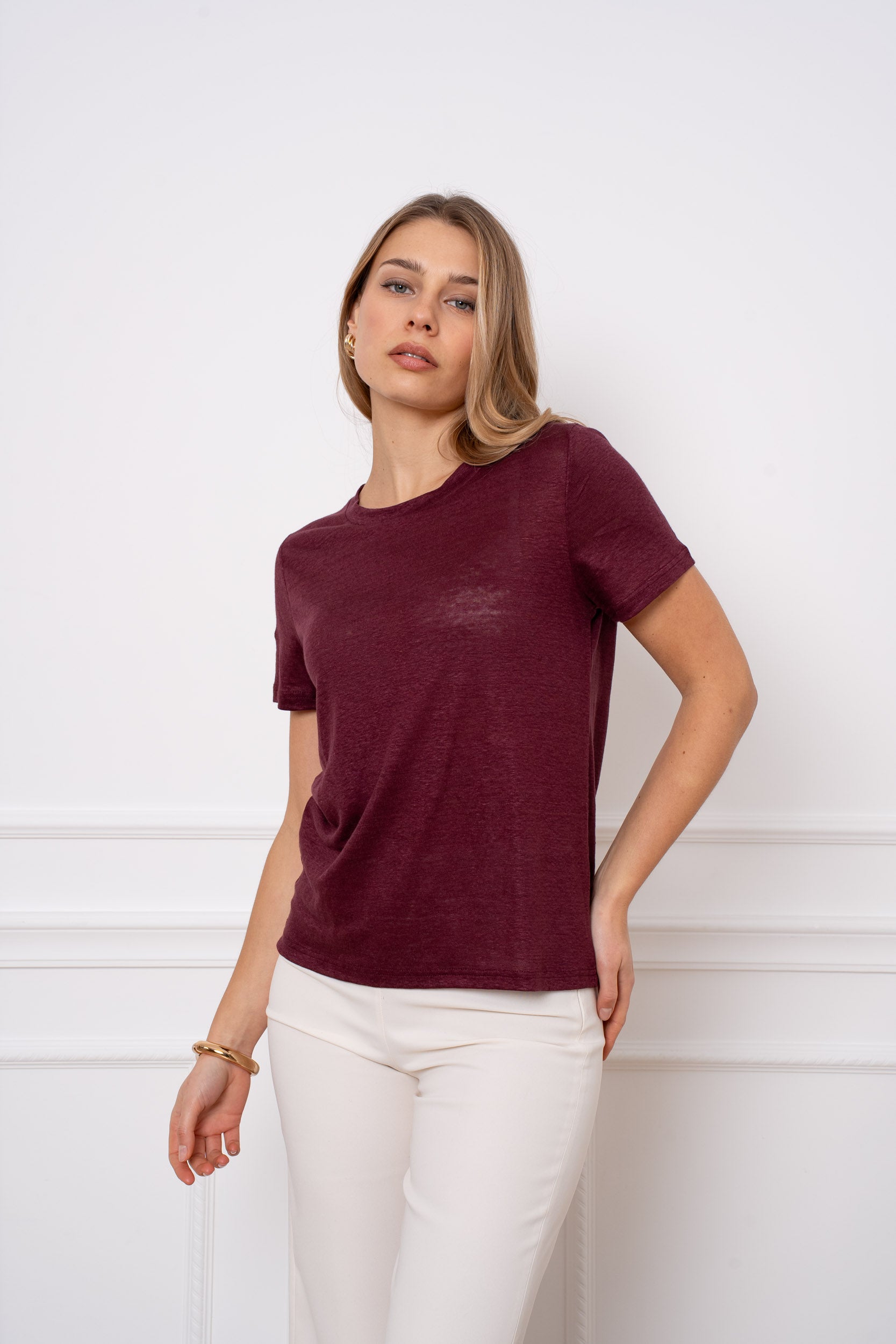 T-shirt col rond 100% lin