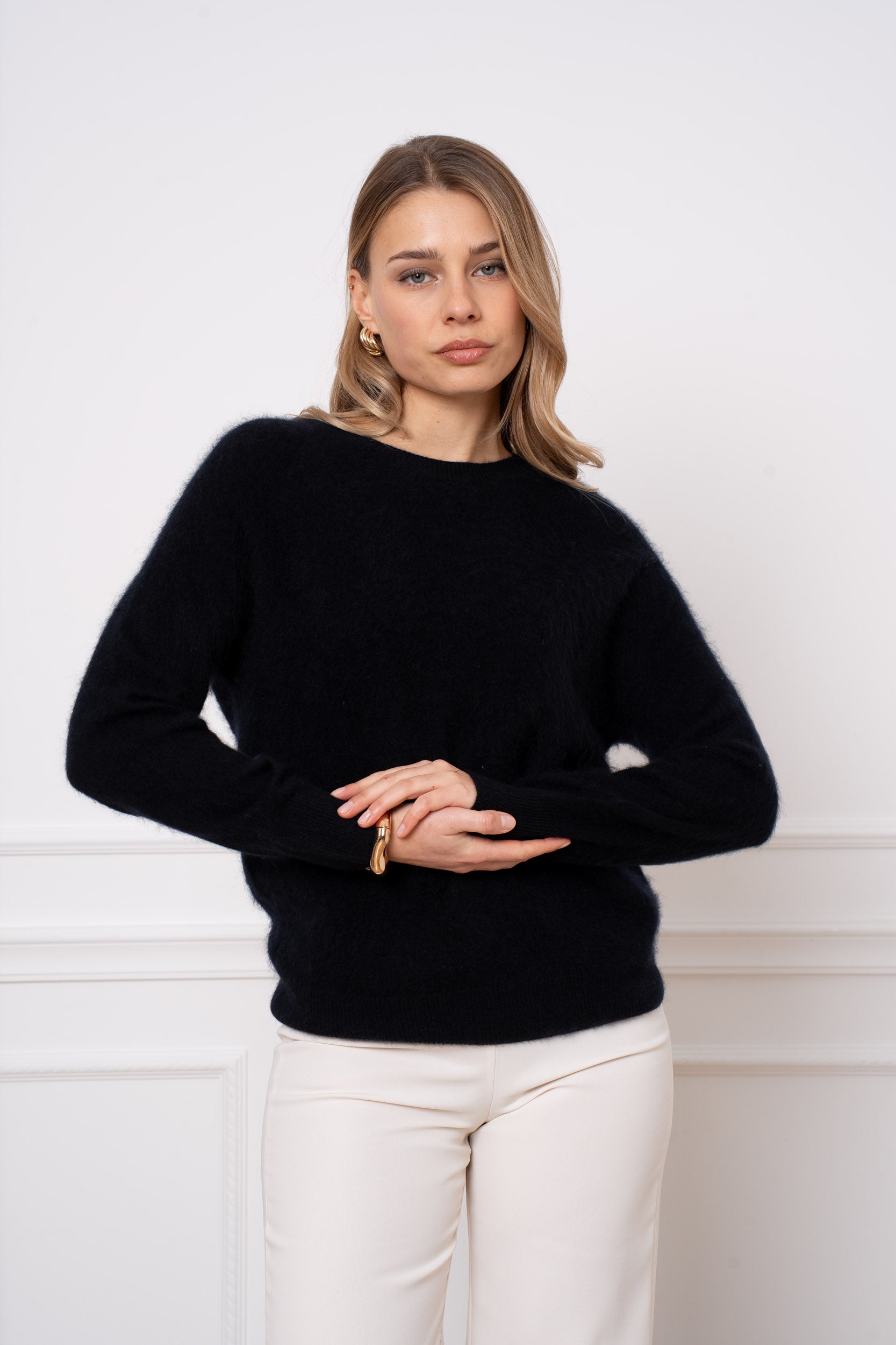 Pull laine & cachemire brossé col rond