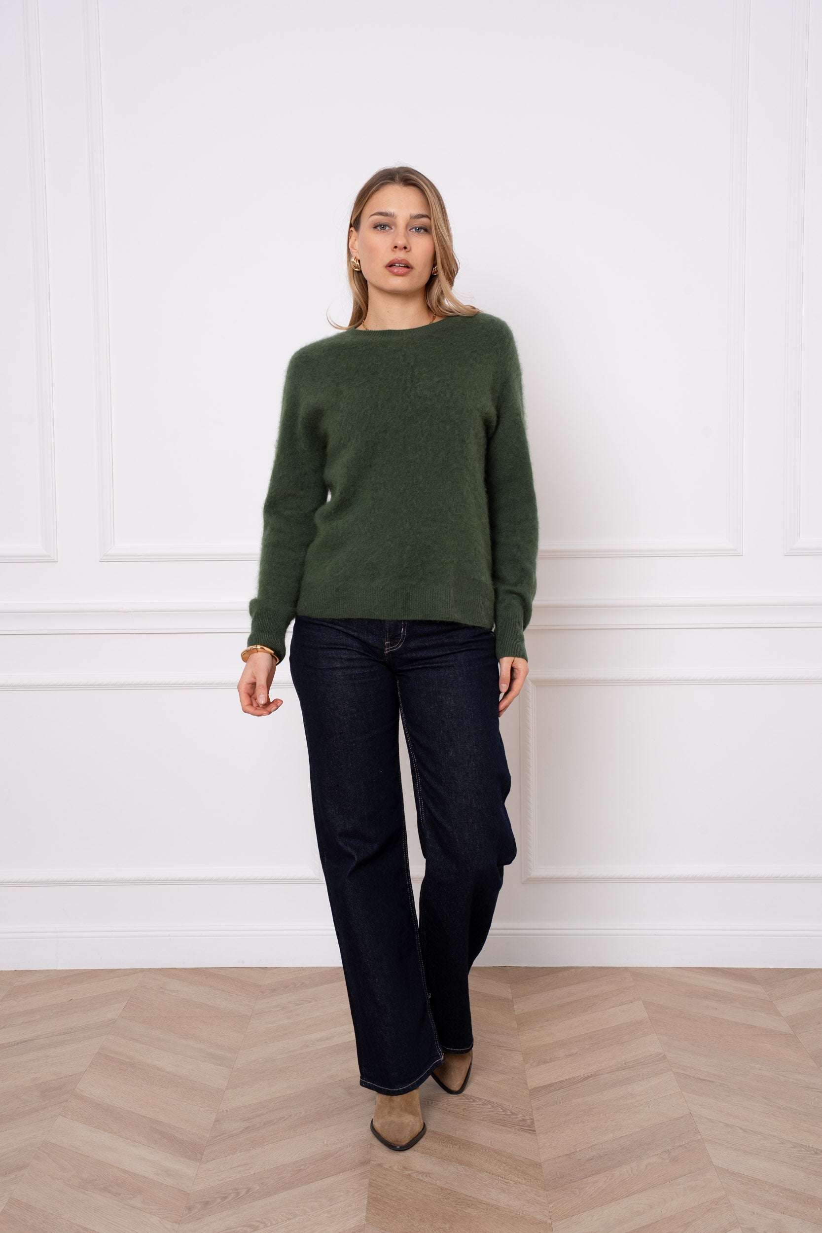 Pull laine & cachemire brossé col rond