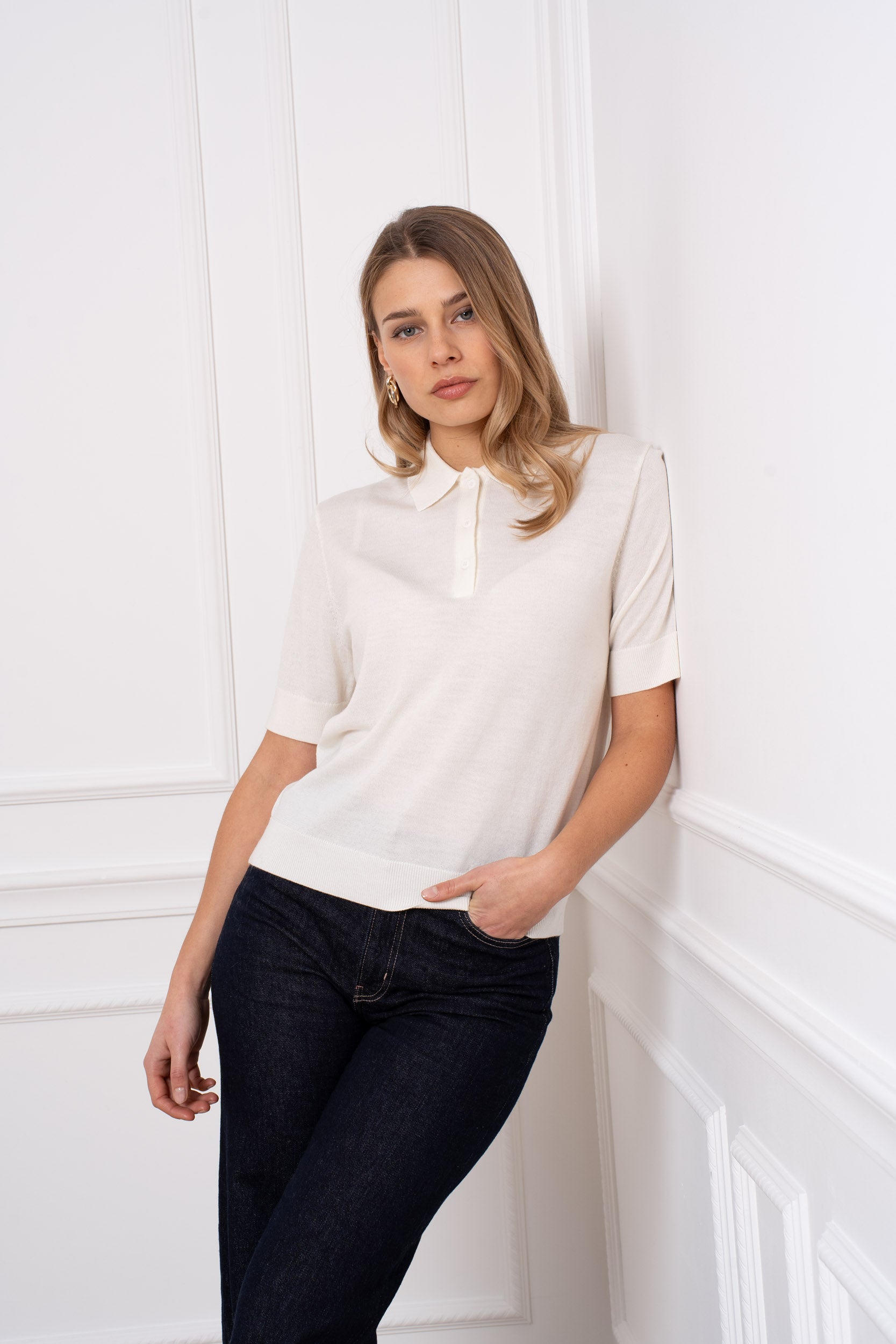 Polo 100% laine mérinos manches courtes