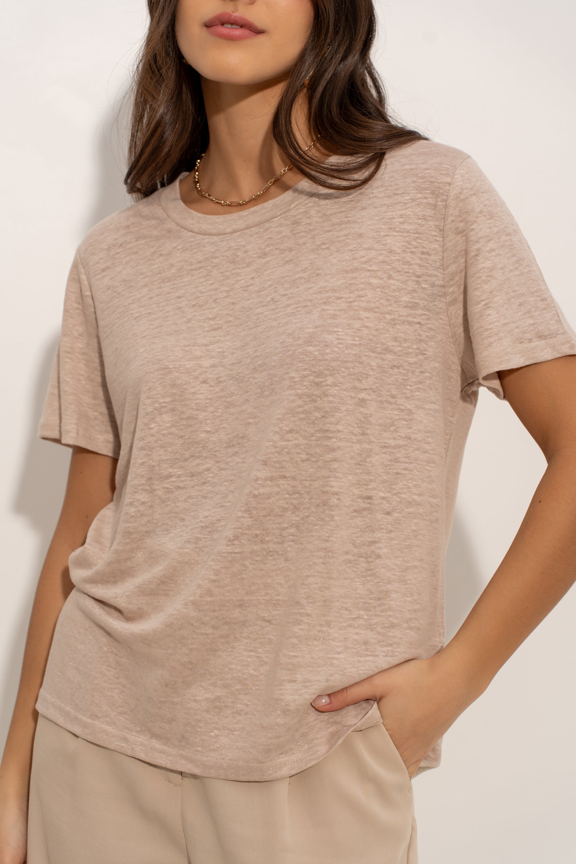 T-shirt col rond 100% lin