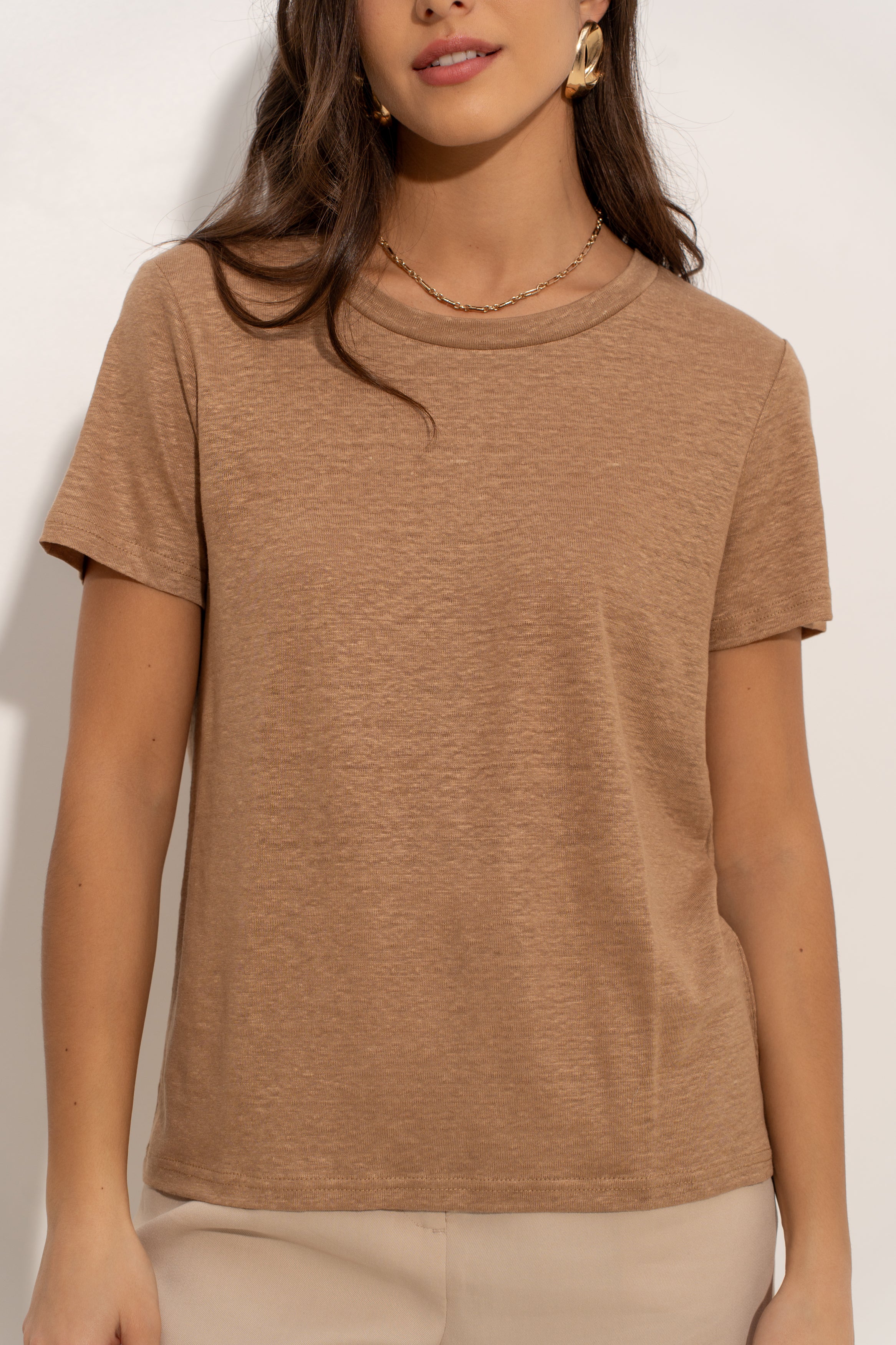 T-shirt col rond 100% lin