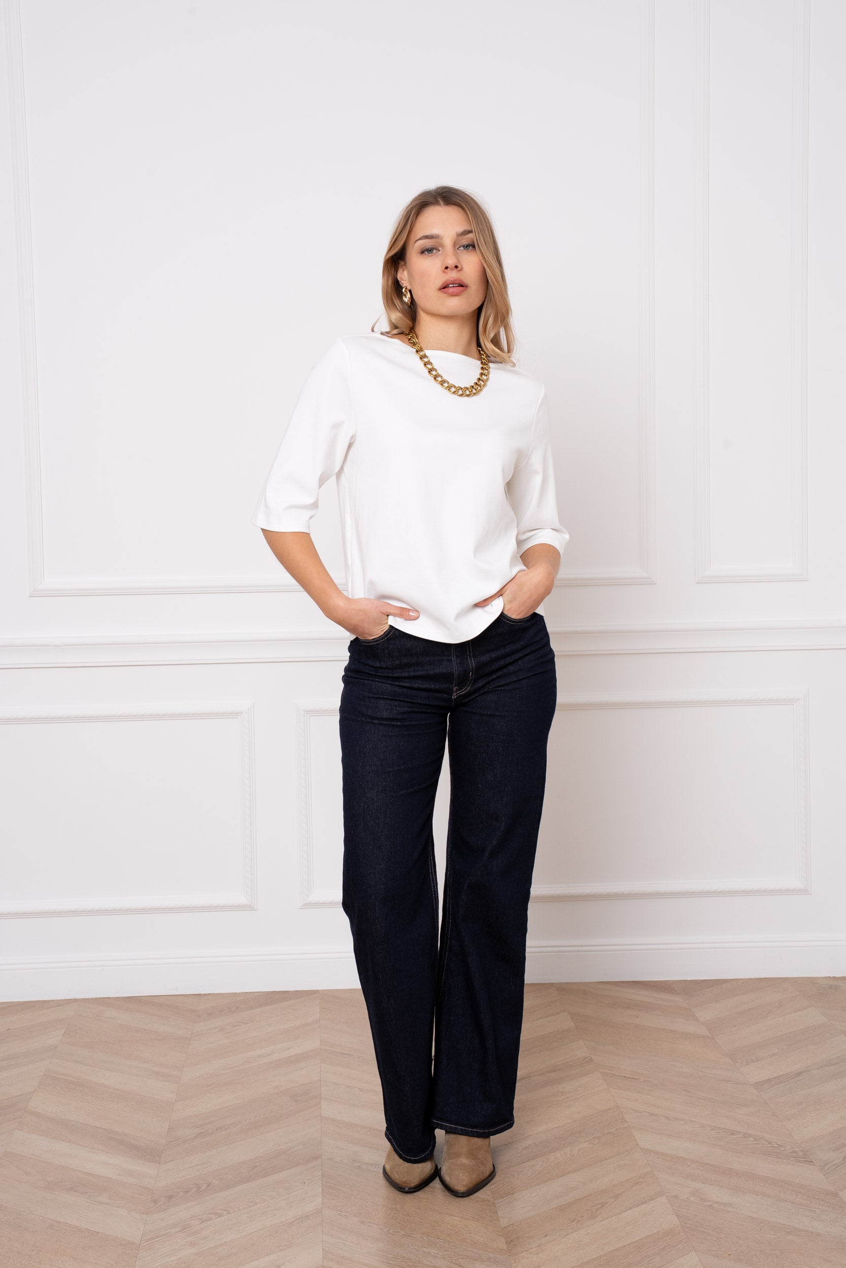 Top 100% coton premium manches courtes col bateau
