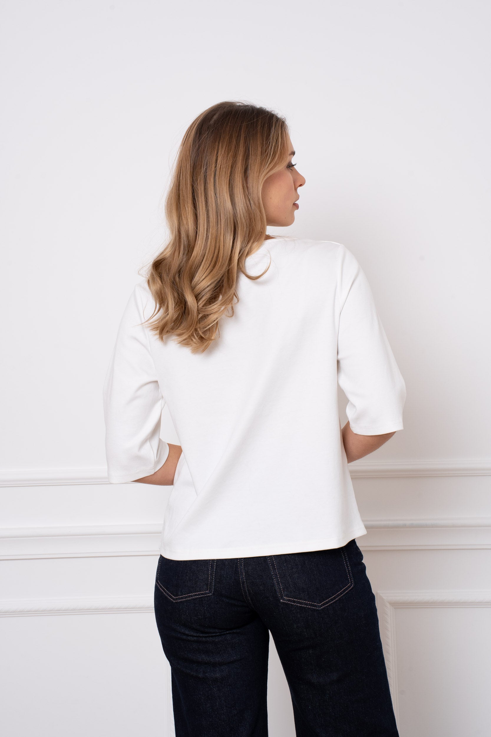 Top 100% coton premium manches courtes col bateau
