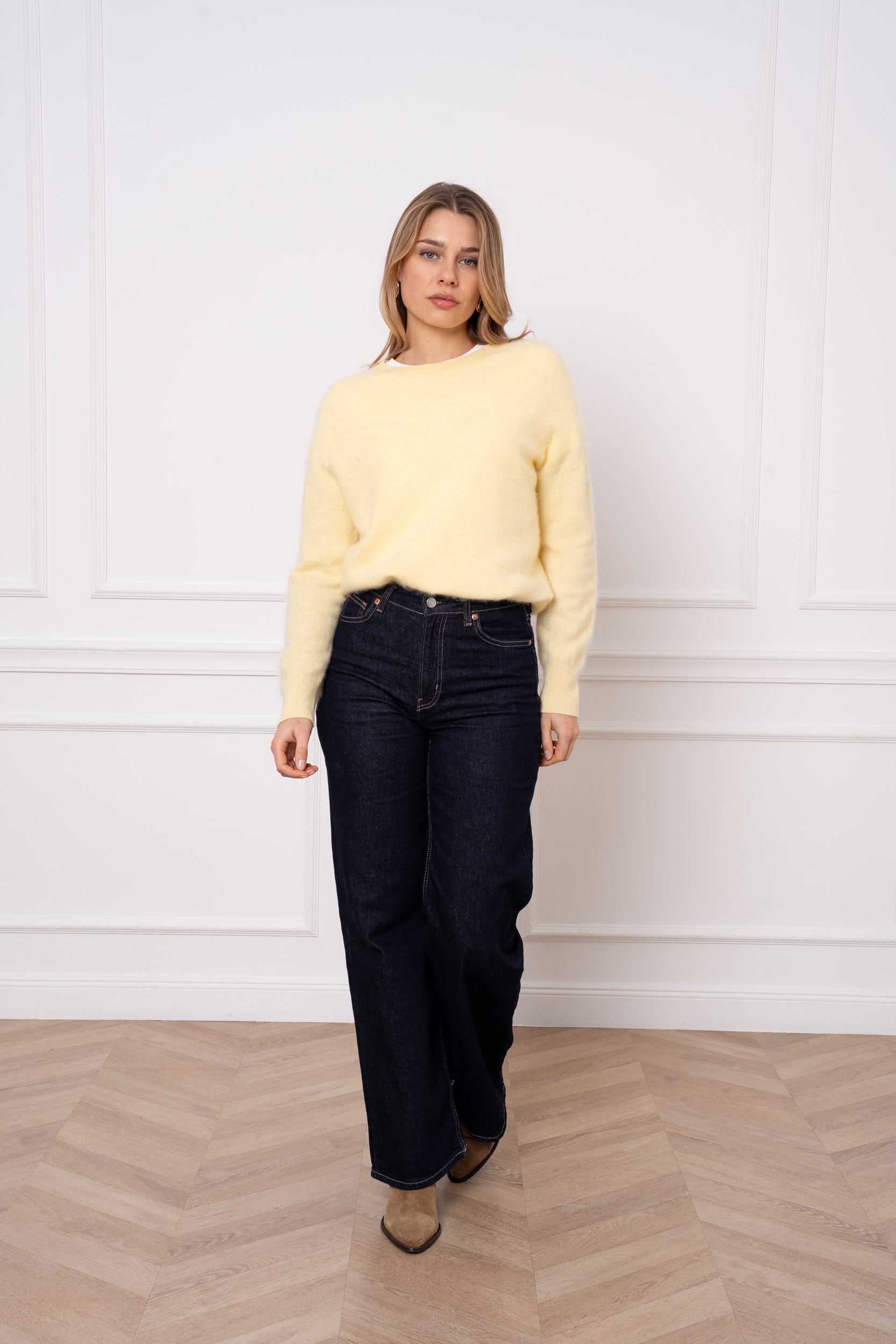 Pull laine & cachemire brossé col rond