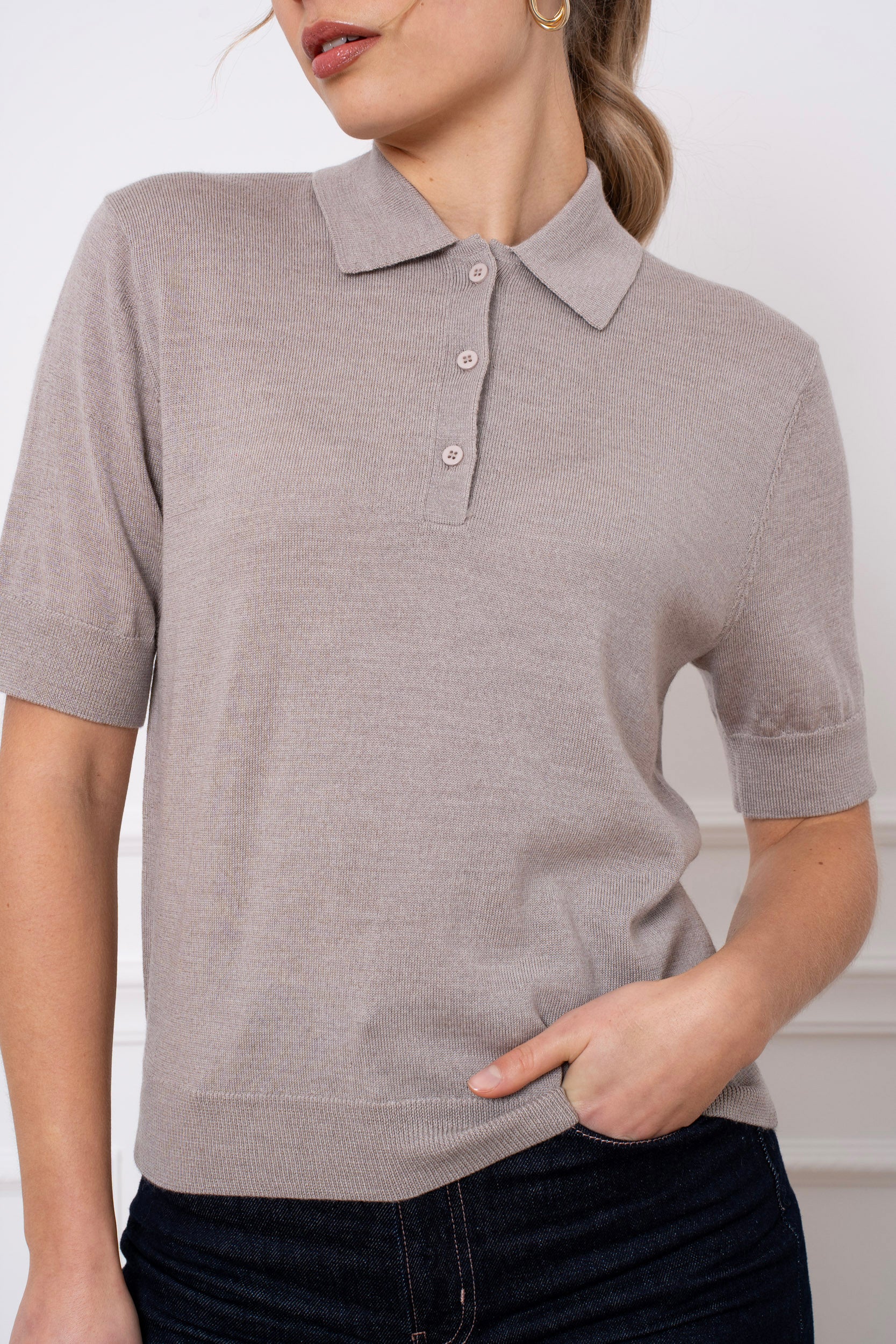 Polo 100% laine mérinos manches courtes