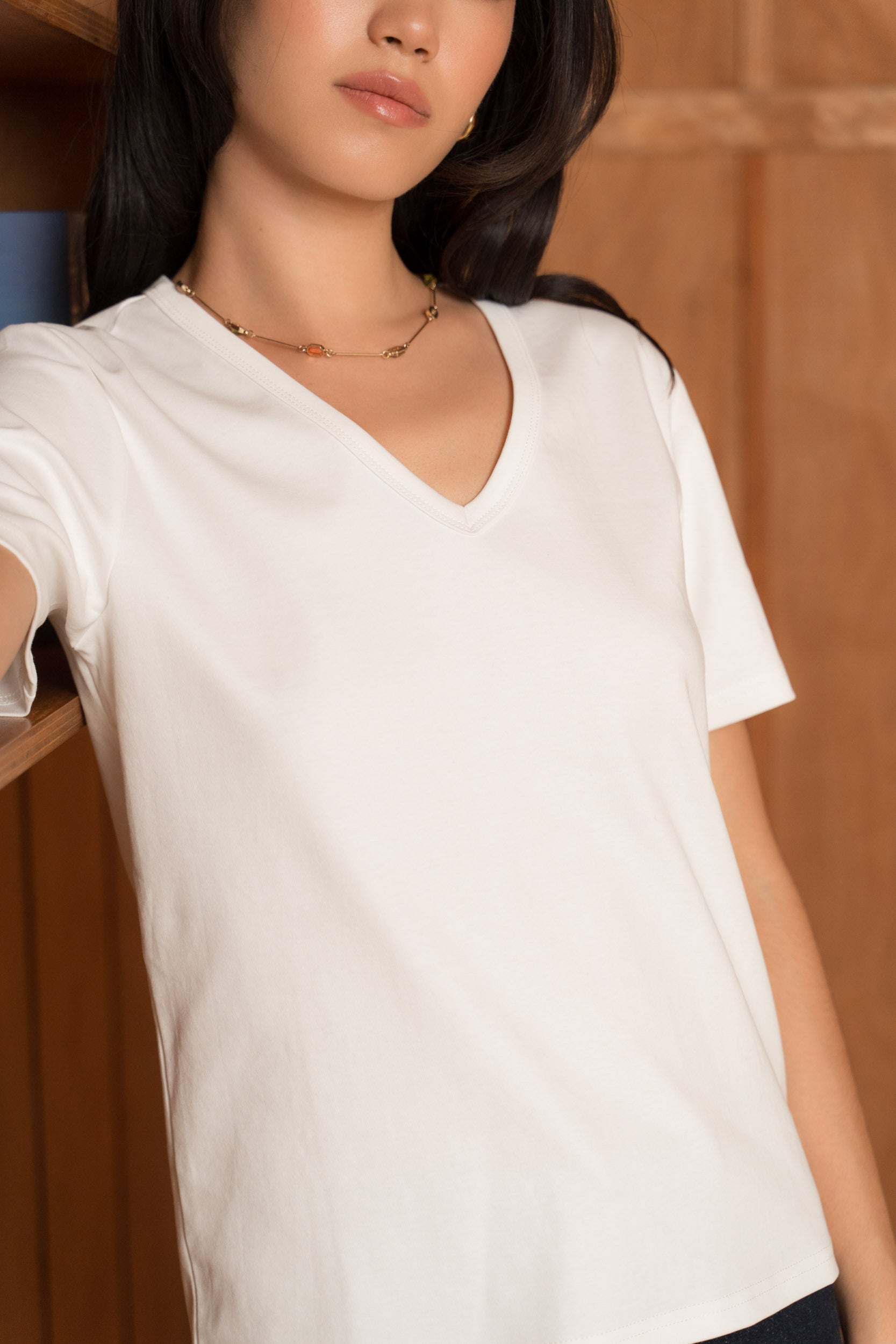 T-shirt 100% coton premium col V manches courtes