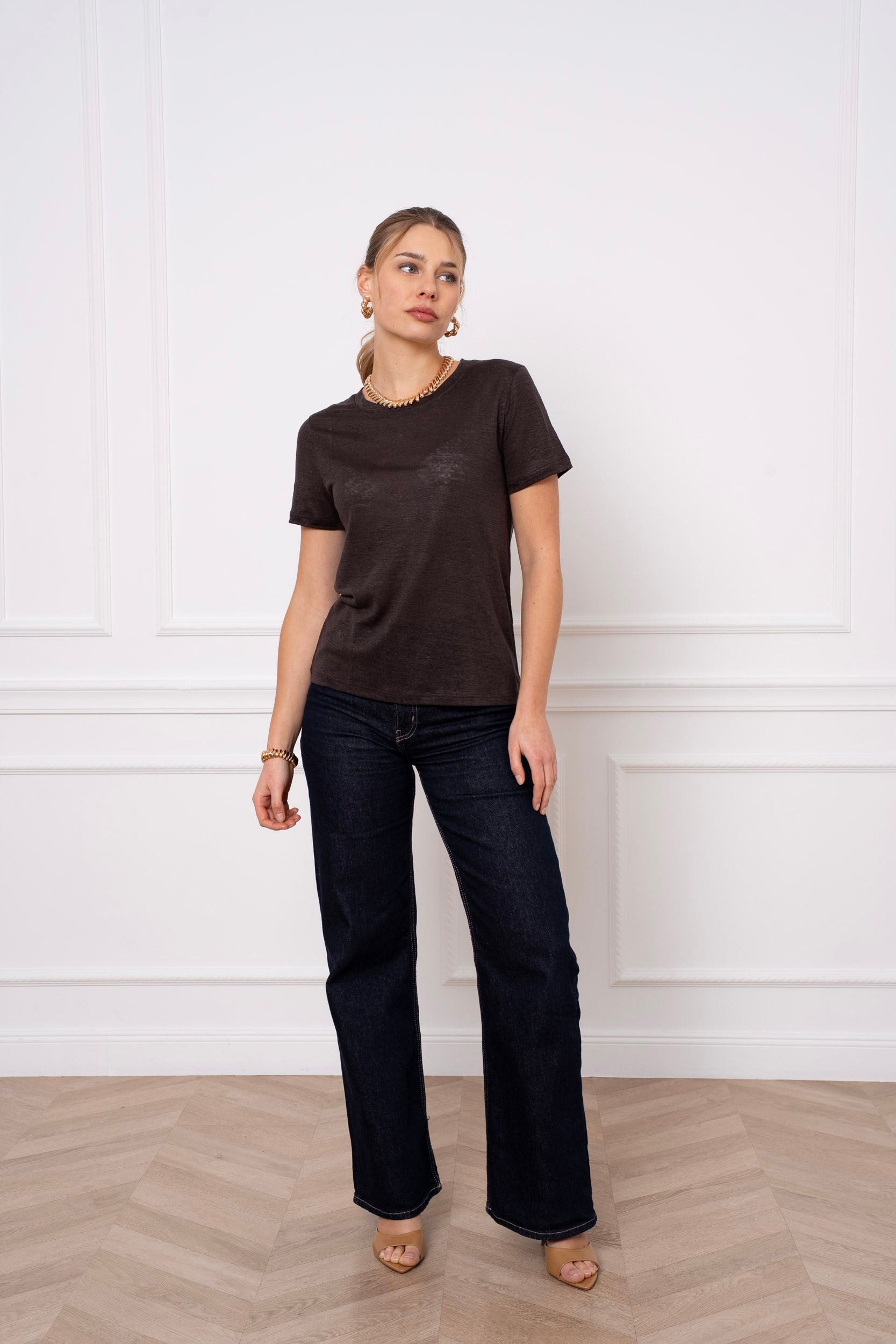 T-shirt col rond 100% lin