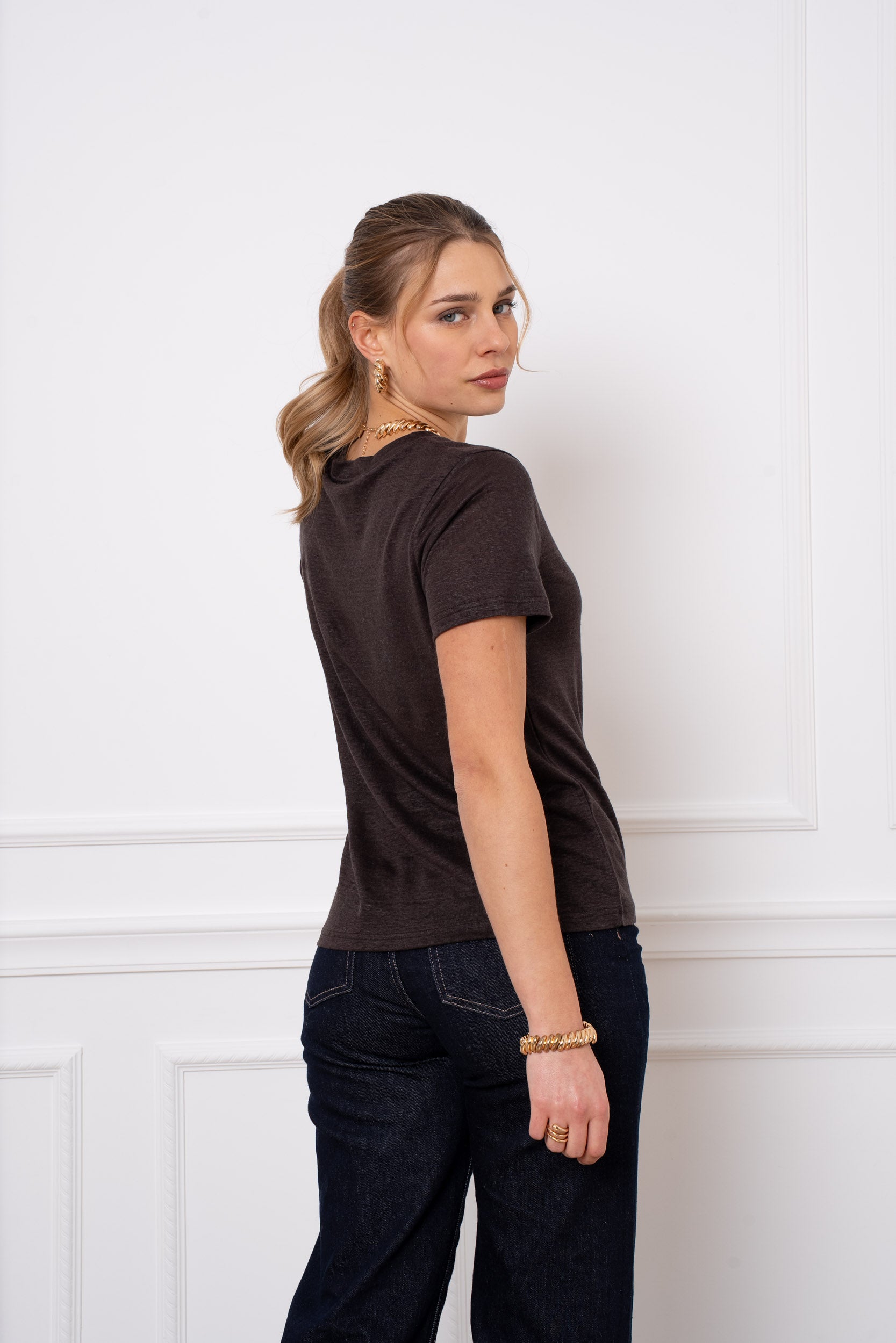 T-shirt col rond 100% lin