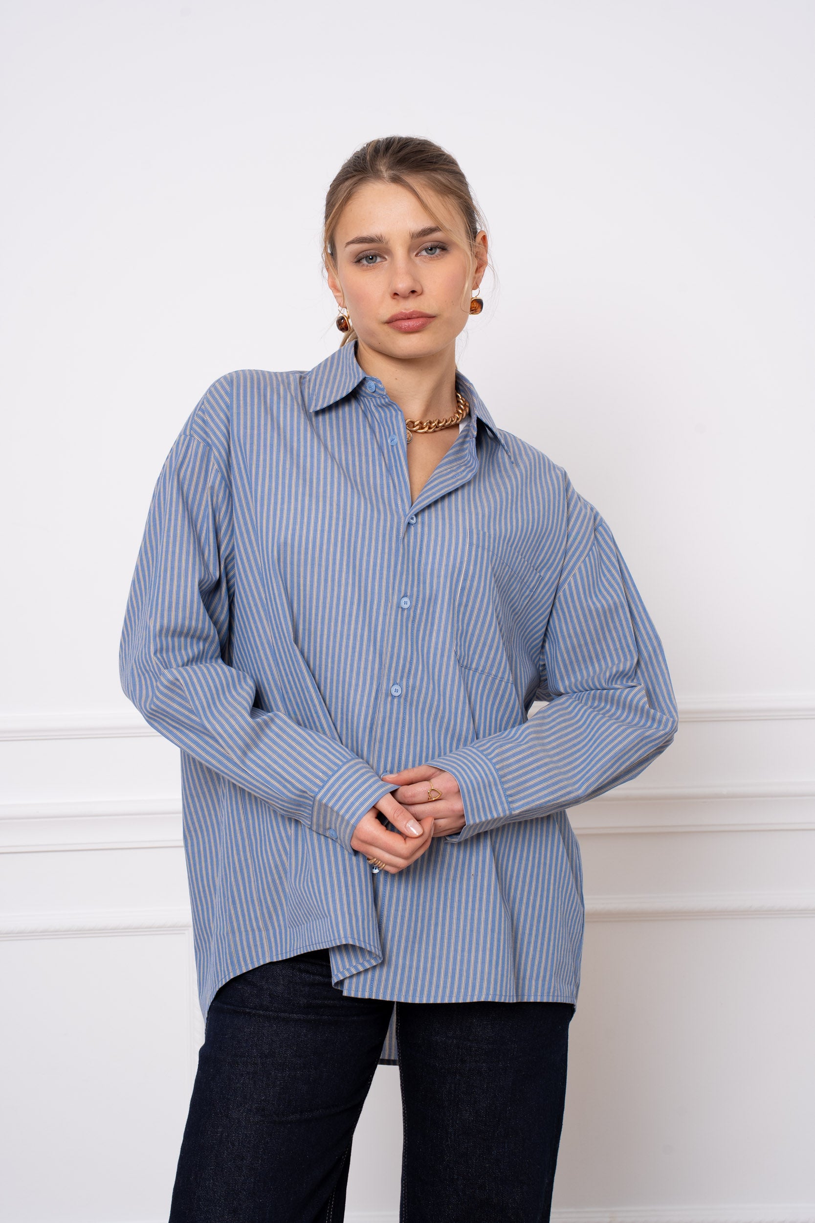 Chemise 100% coton rayure oversize