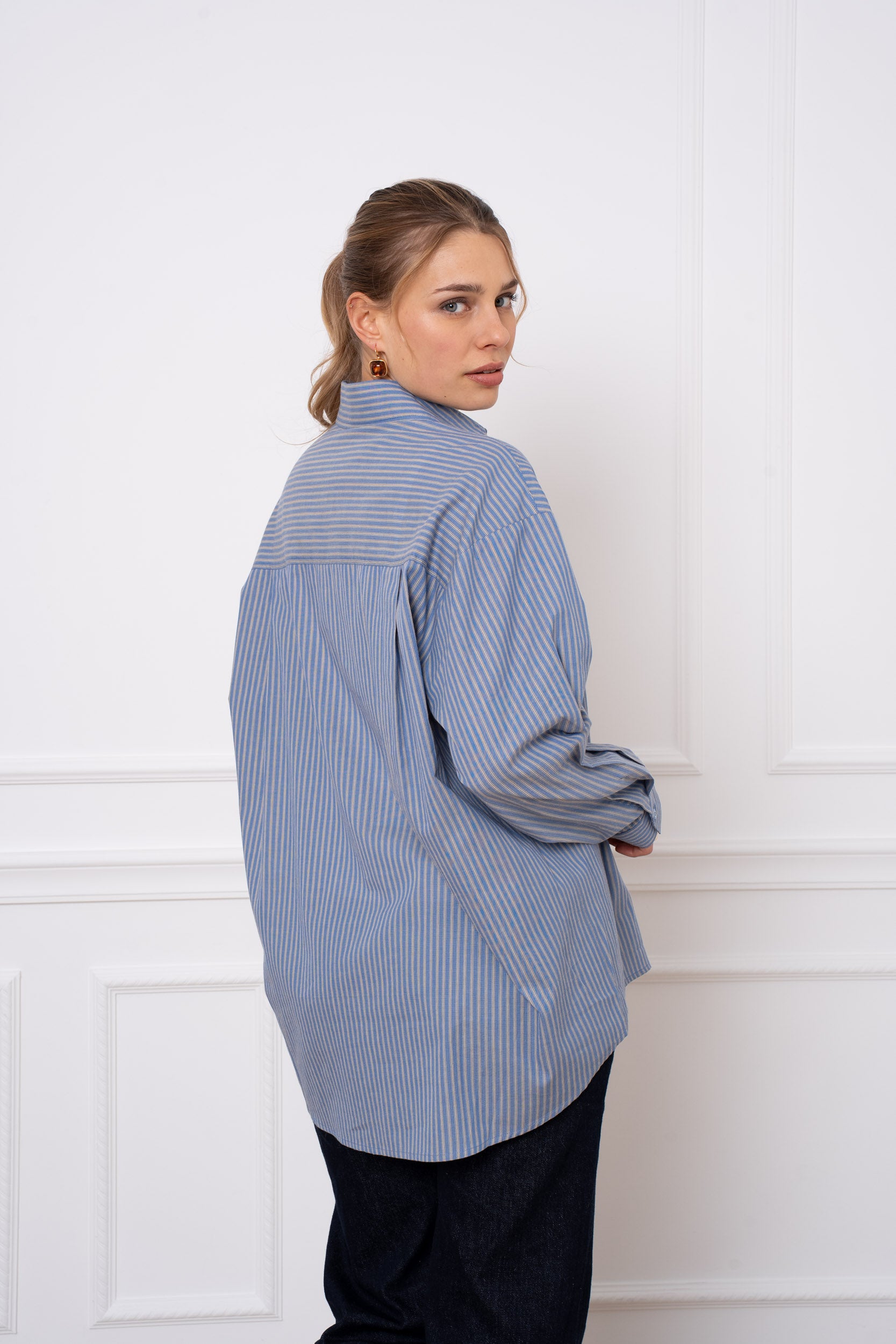 Chemise 100% coton rayure oversize