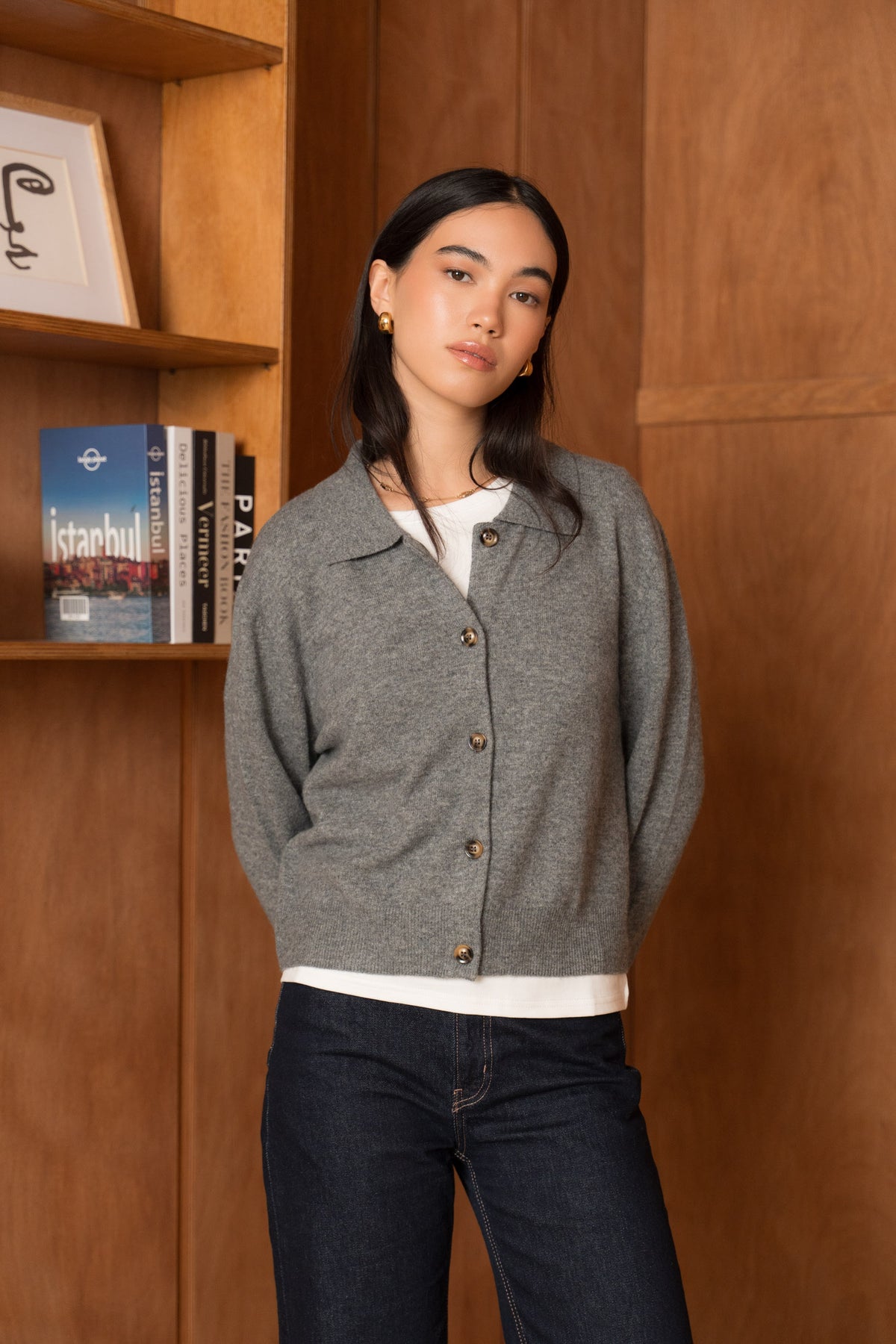 Gilet 100% cachemire col polo