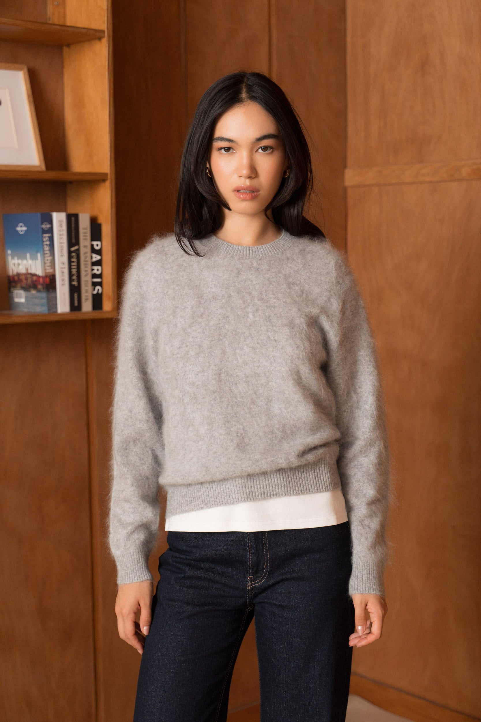 Pull 100% cachemire brossé col rond