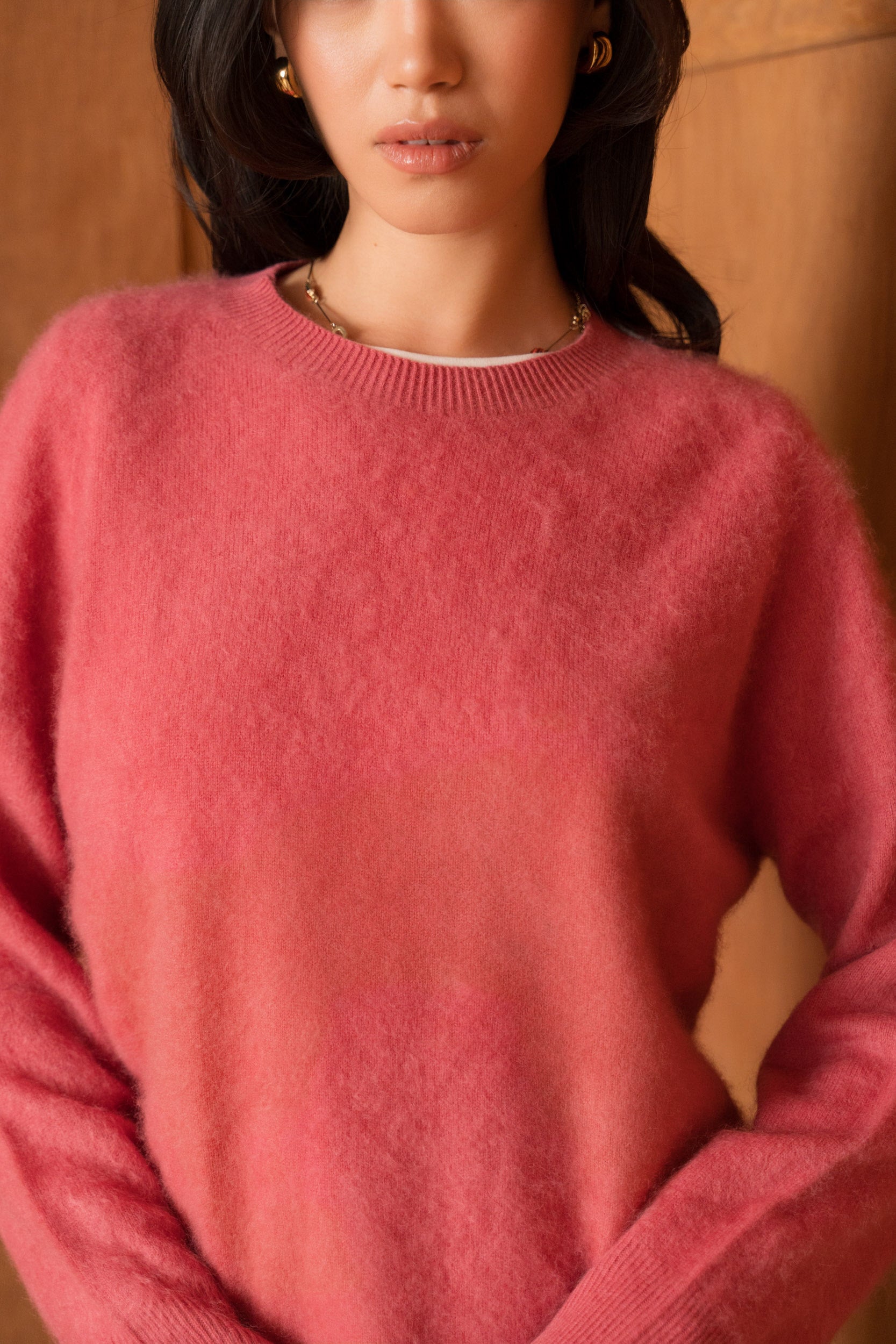 Pull laine & cachemire brossé col rond