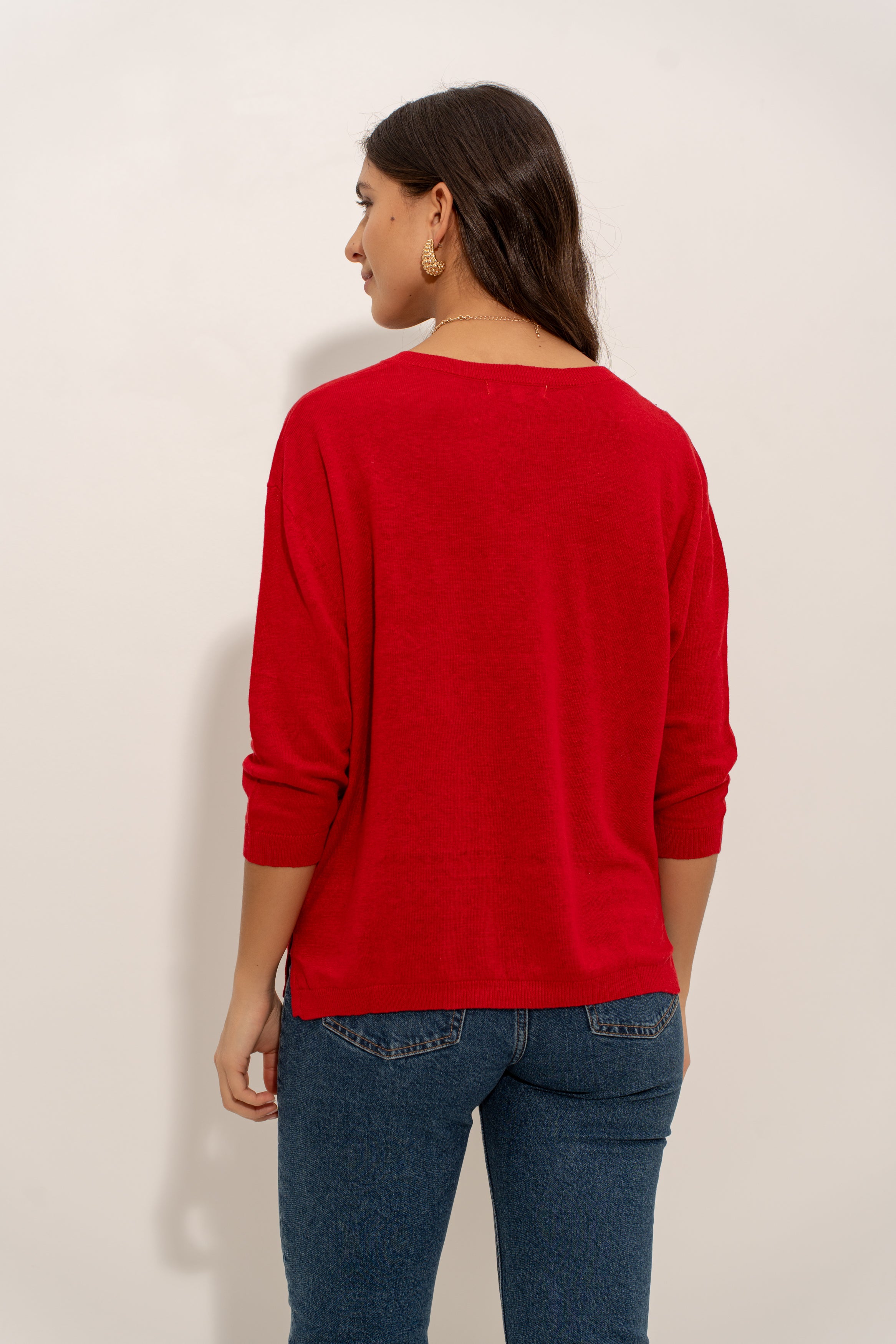 Pull V oversize en lin tricoté
