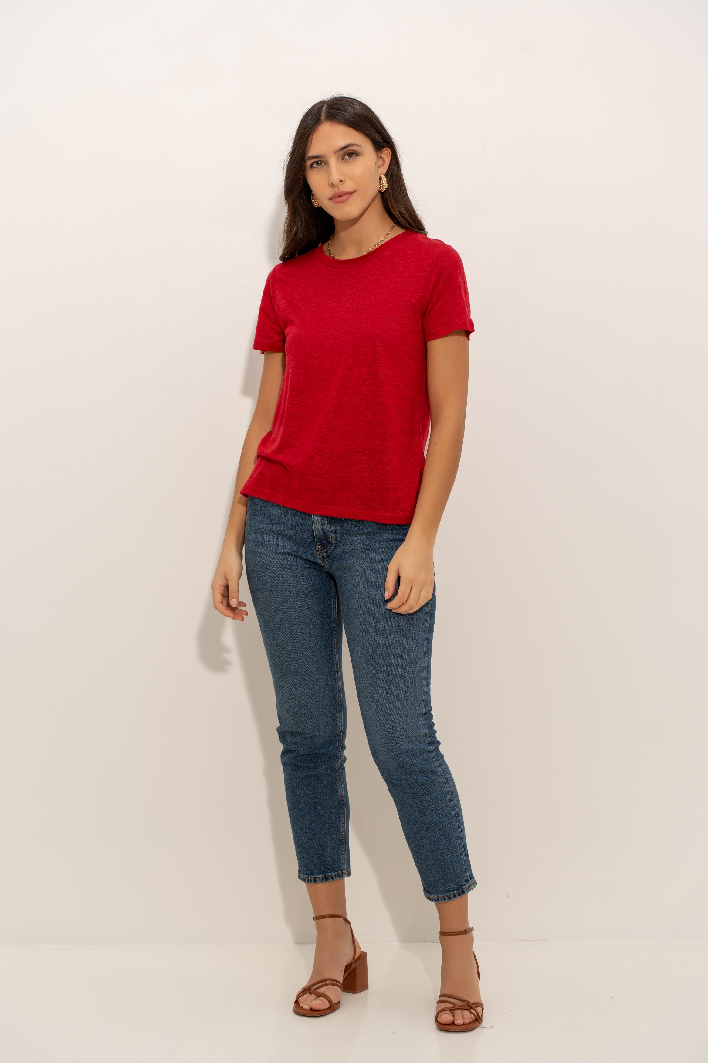 T-shirt col rond 100% lin
