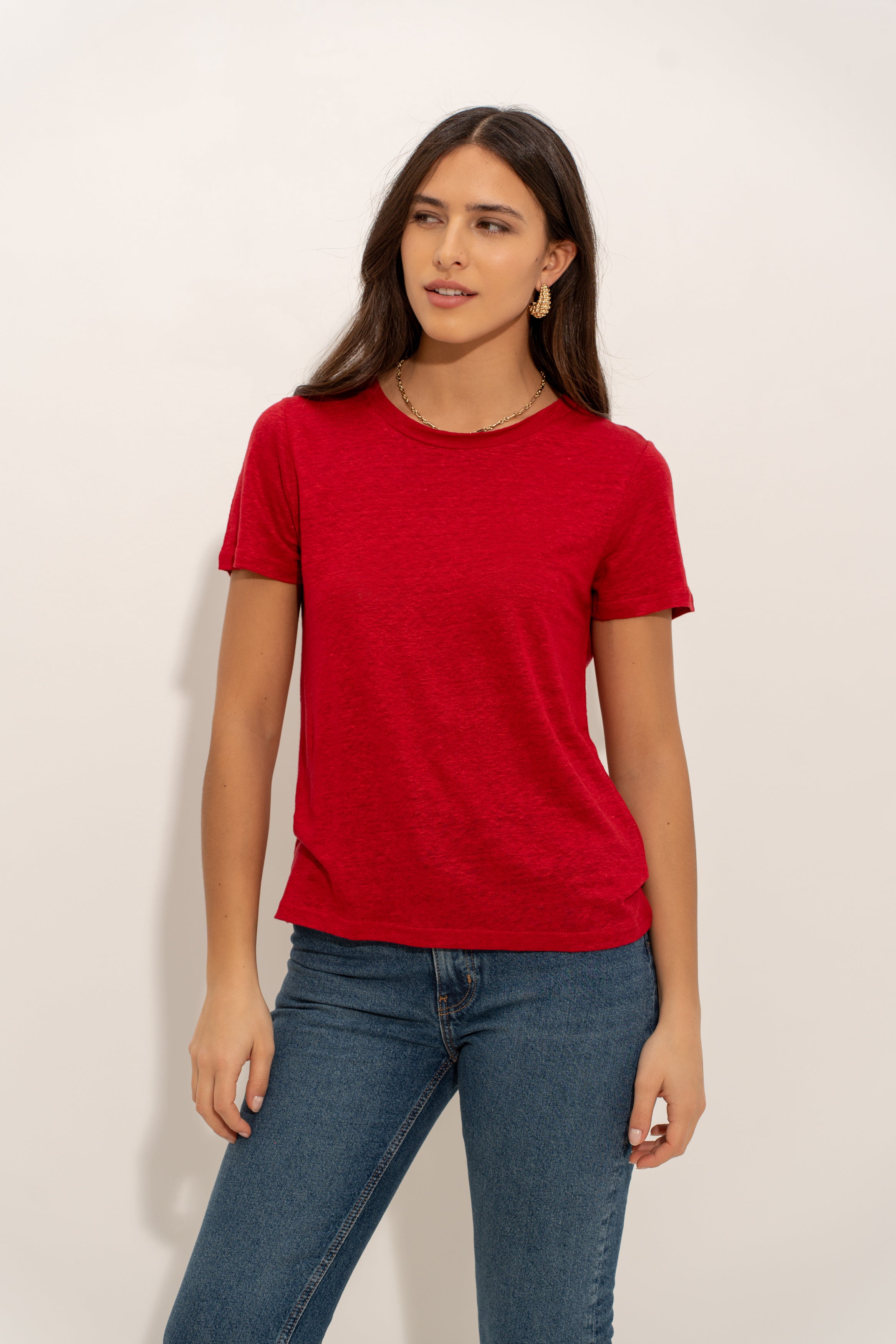 T-shirt col rond 100% lin