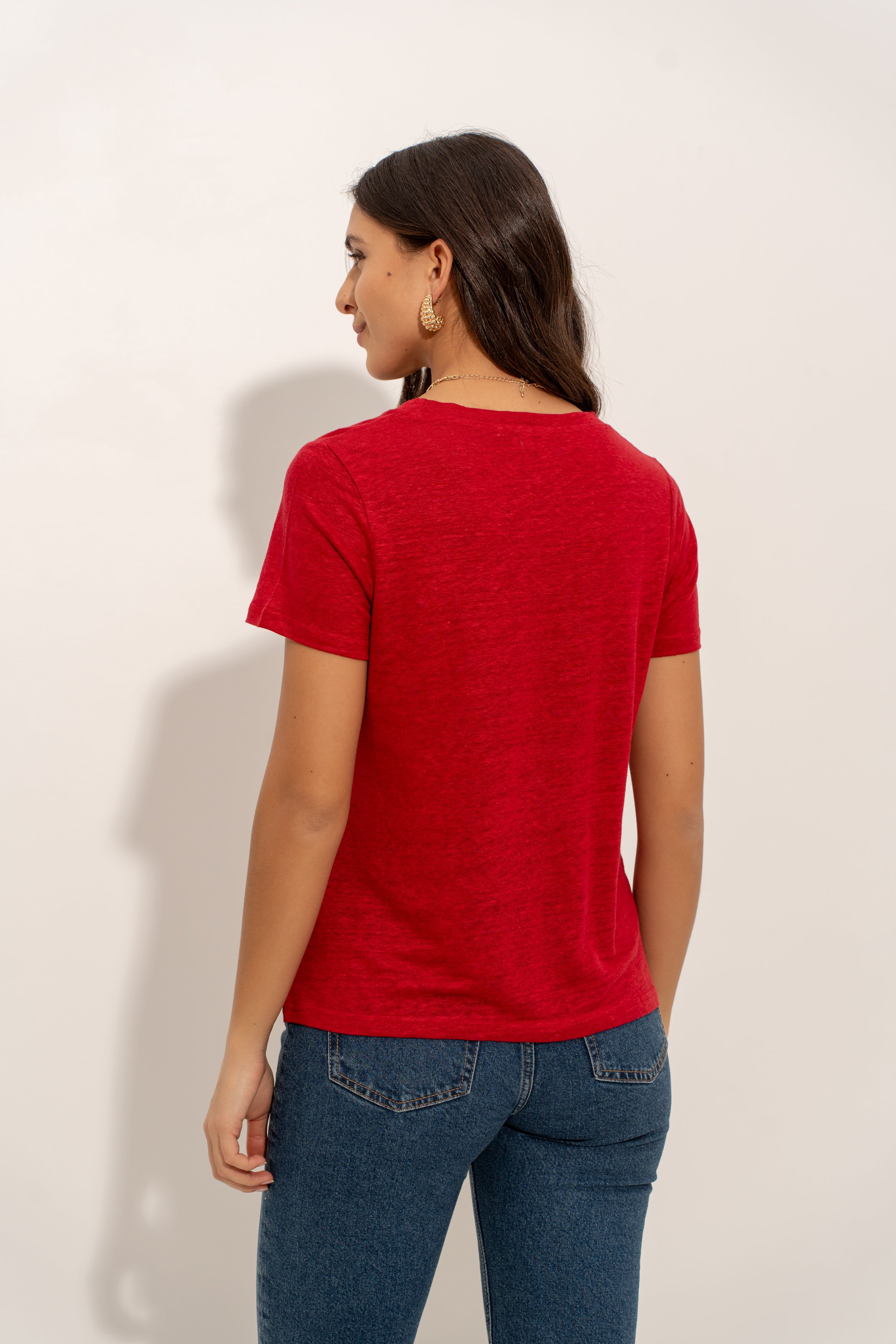T-shirt col rond 100% lin