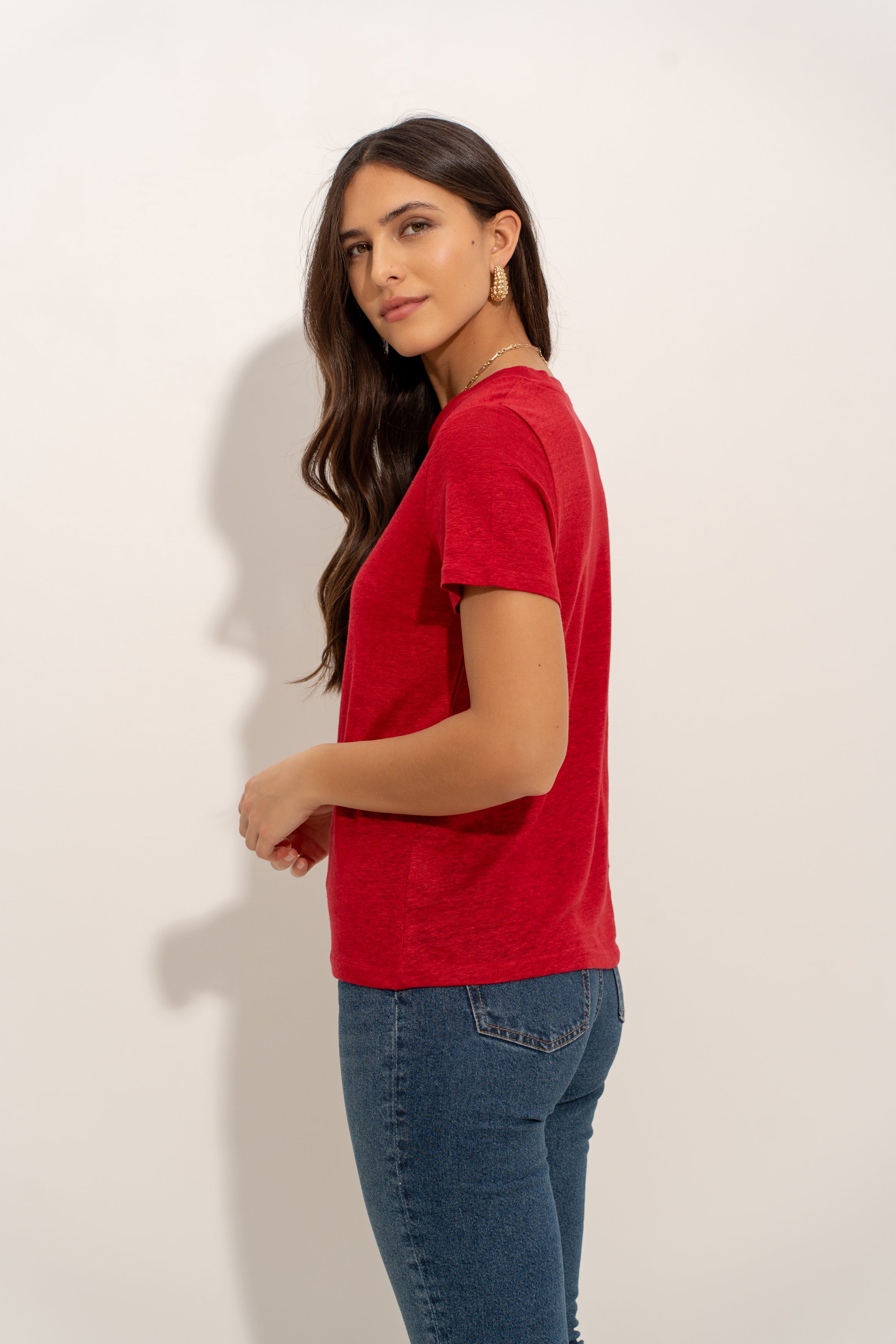 T-shirt col rond 100% lin